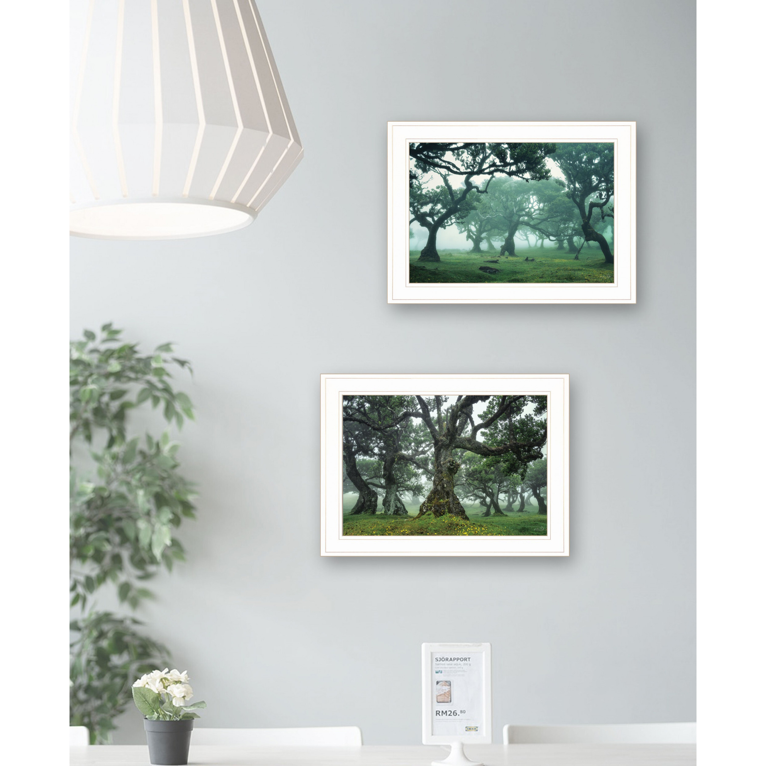 Set Of Two Enchanted Forest 1 White Framed Print Wall Art