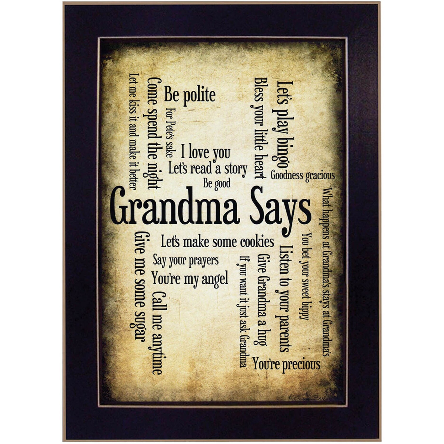 Grandma Says 1 Black Framed Print Wall Art