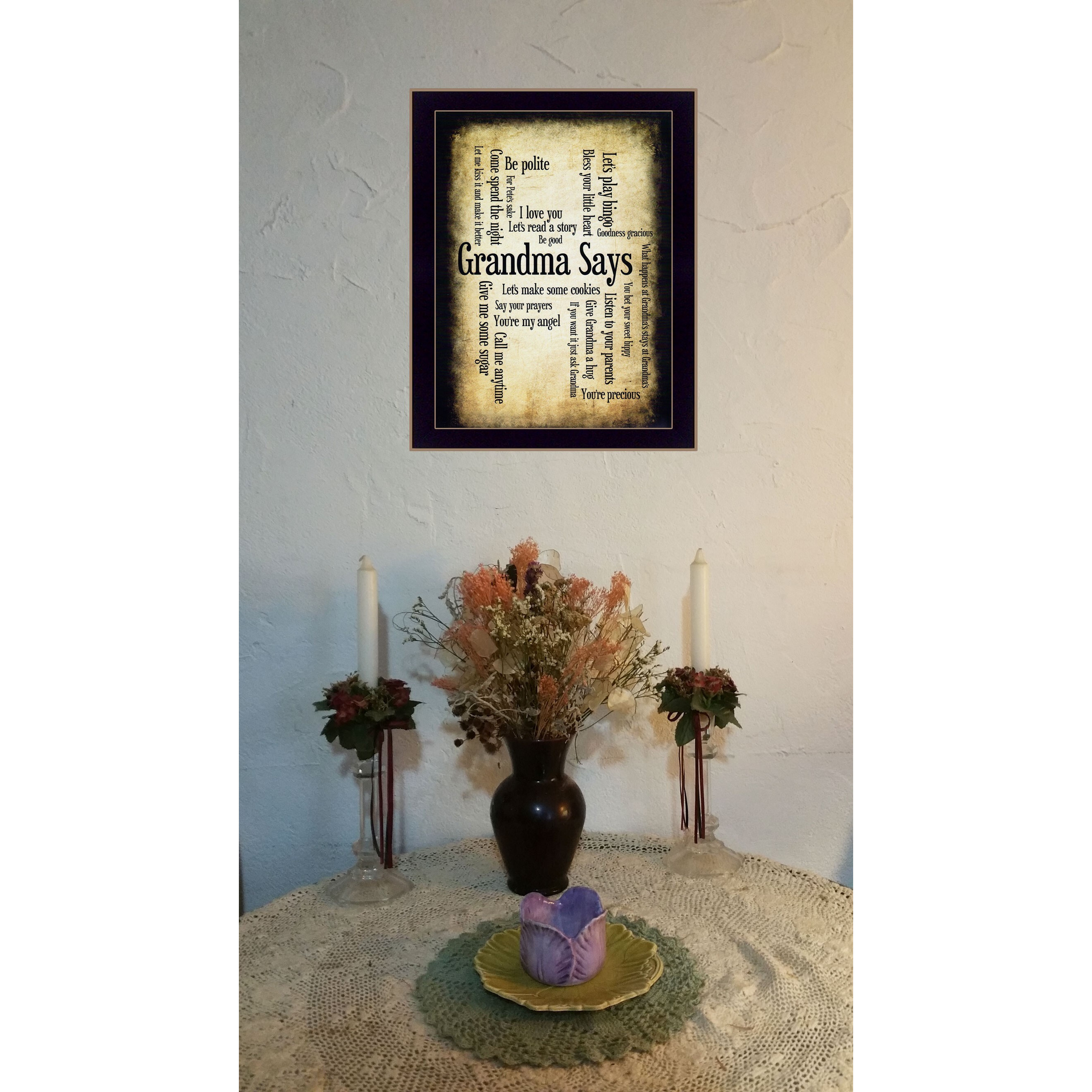 Grandma Says 1 Black Framed Print Wall Art