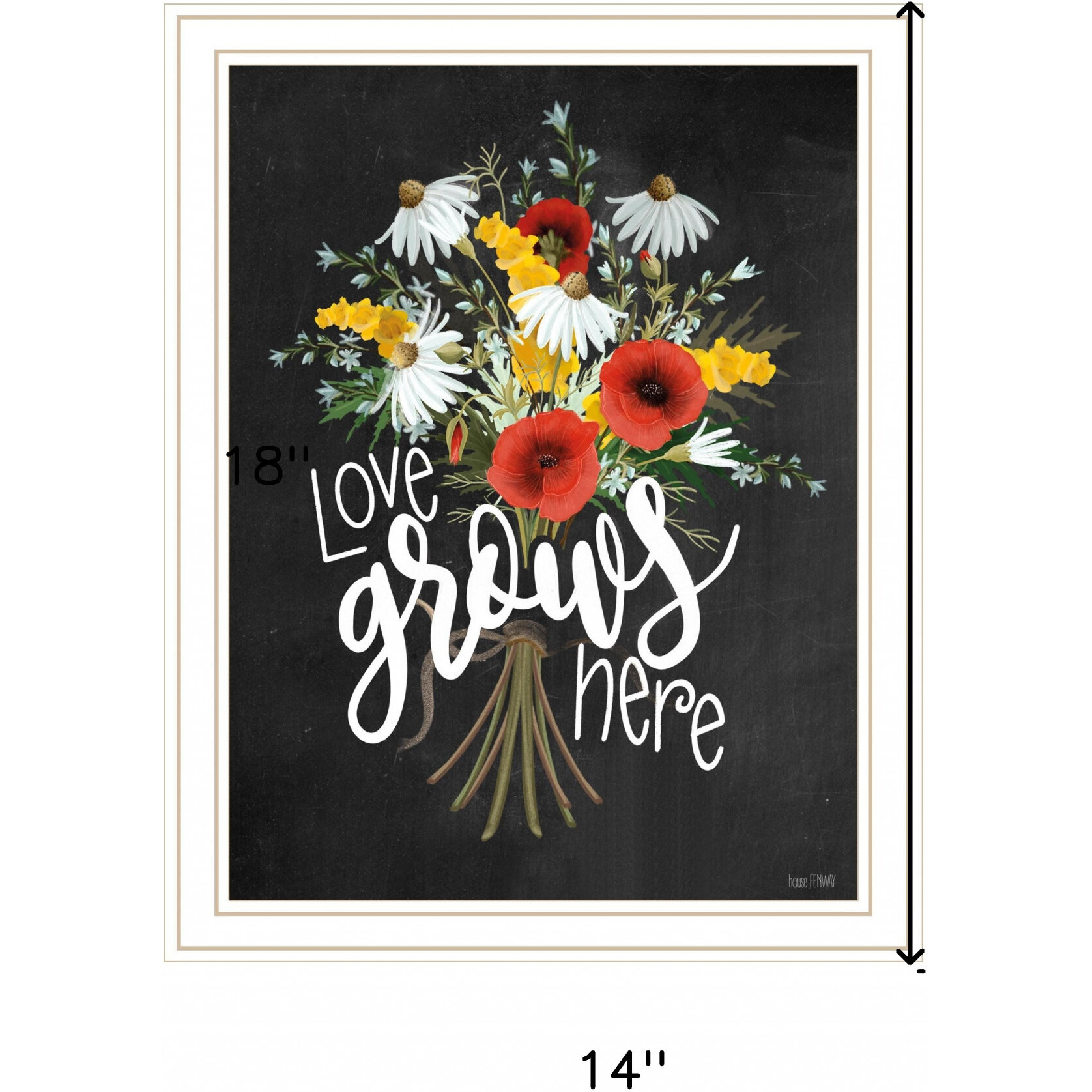 Love Grows Here White Framed Print Wall Art