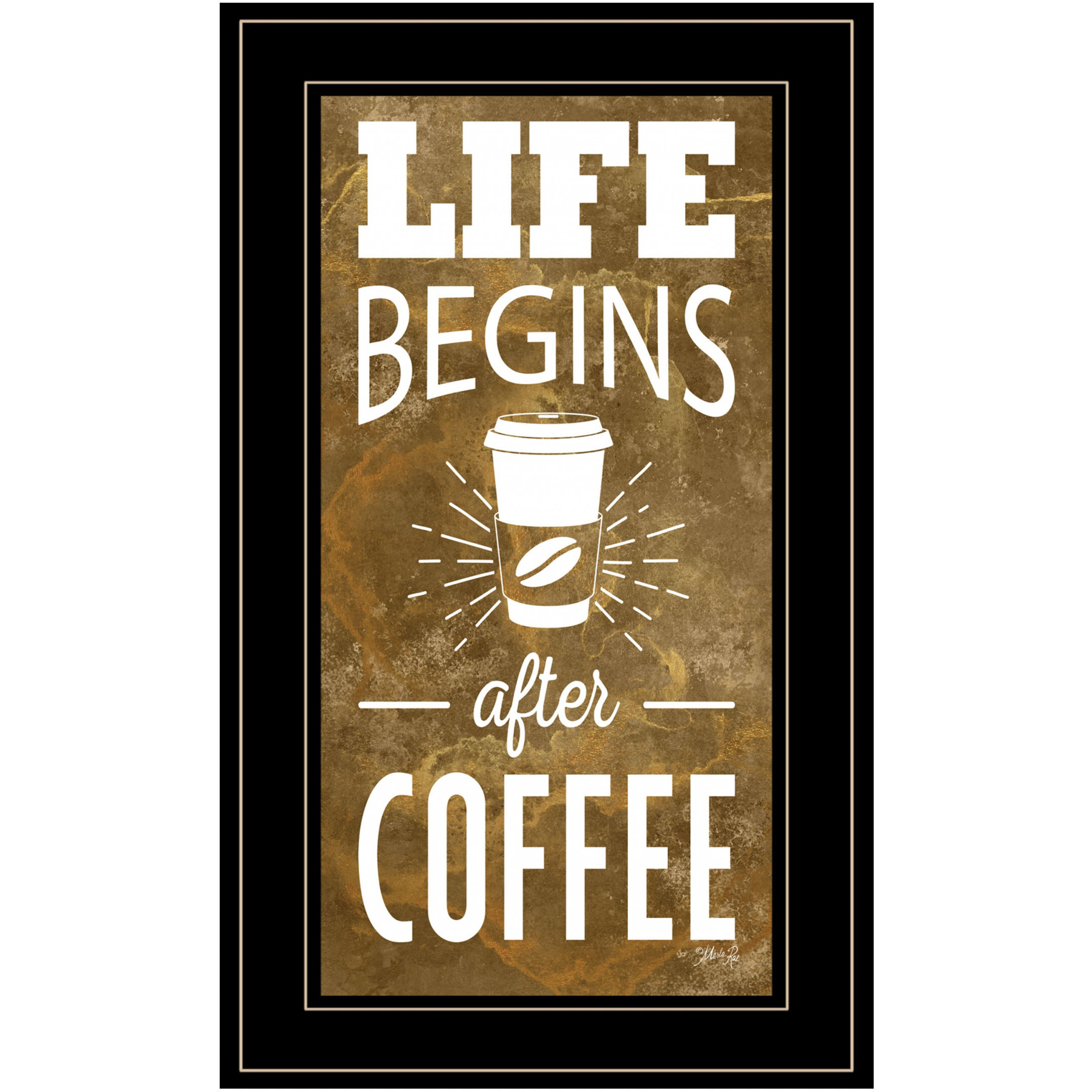 Life Begins After Coffee 3 Black Framed Print Wall Art