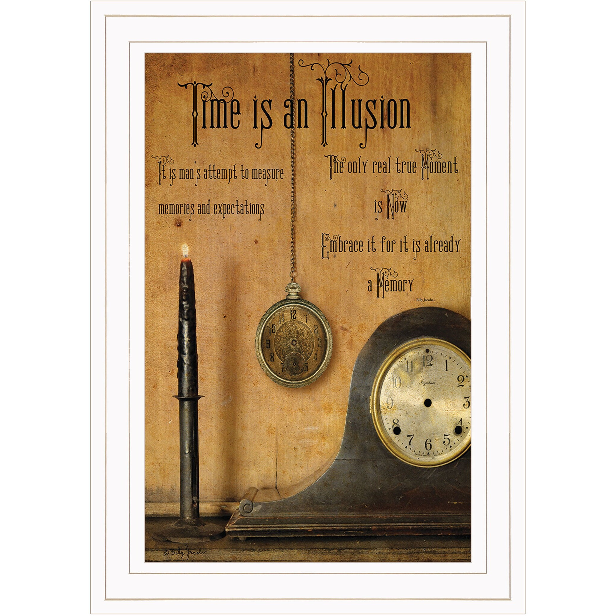 Time Is An Illusion 1 White Framed Print Wall Art