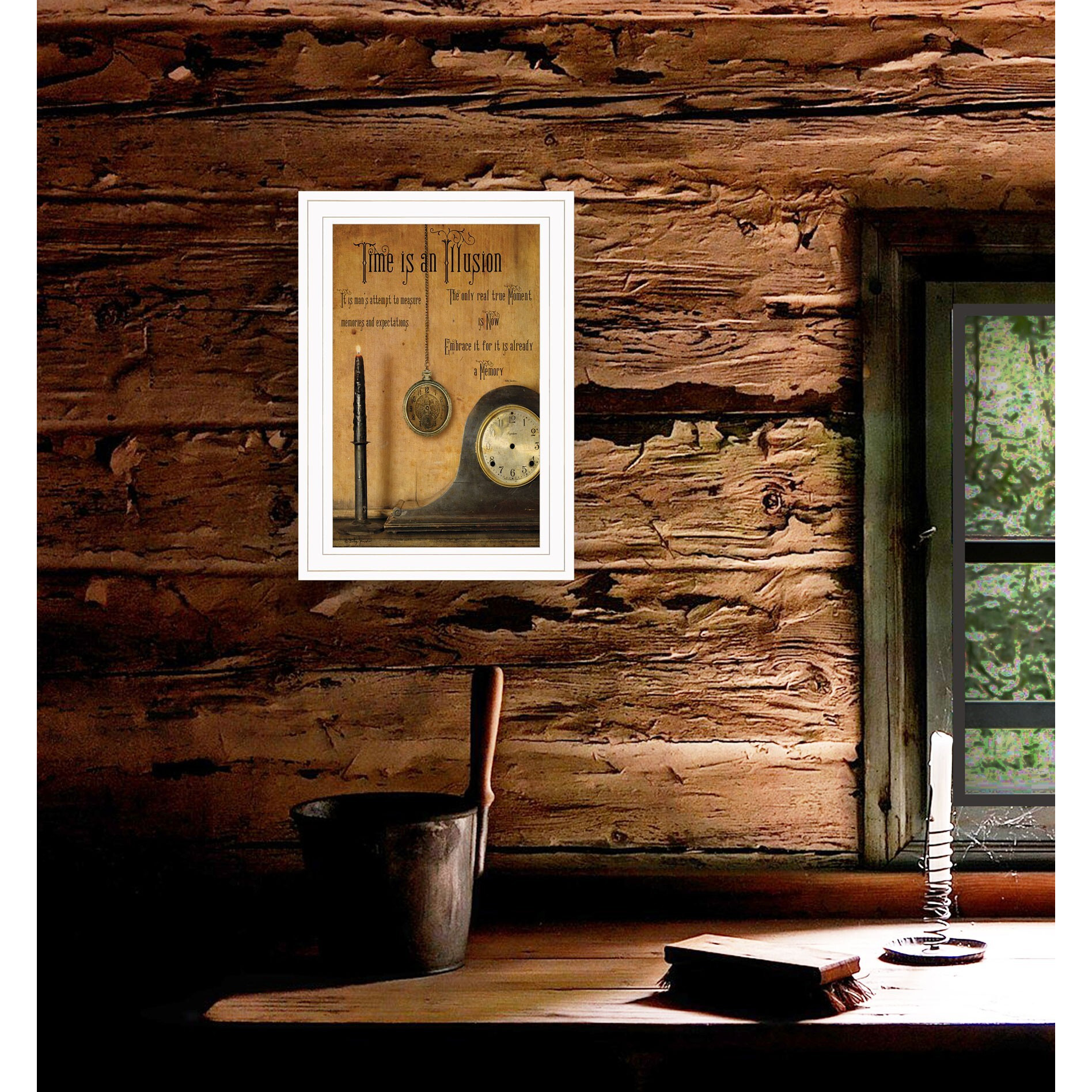 Time Is An Illusion 1 White Framed Print Wall Art