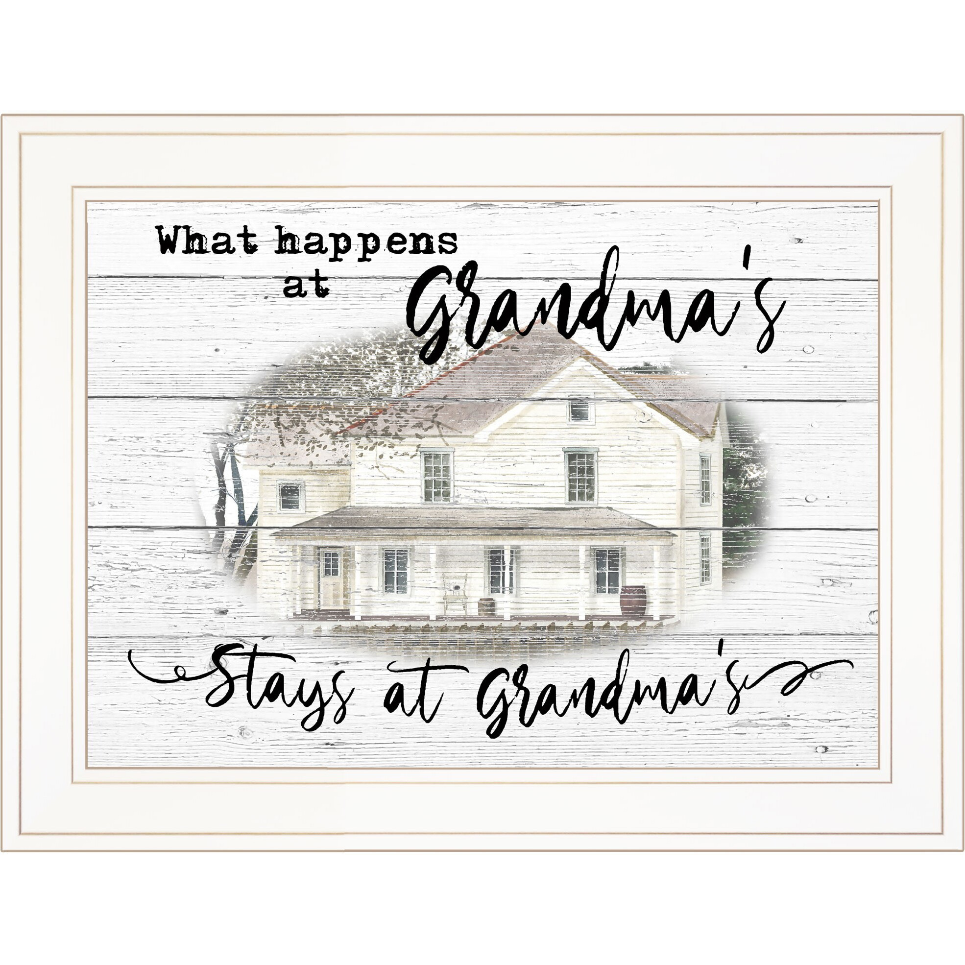 Stays At Grandmas White Framed Print Wall Art