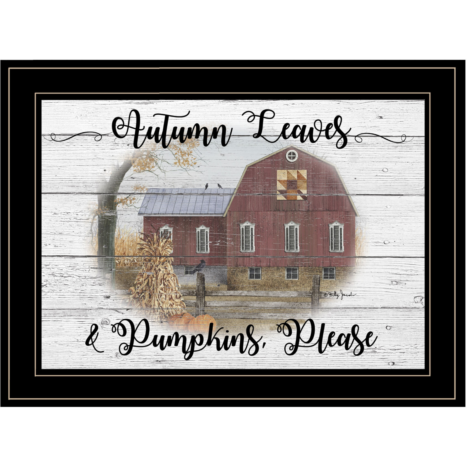 Autumn Leaves 3 Black Framed Print Wall Art