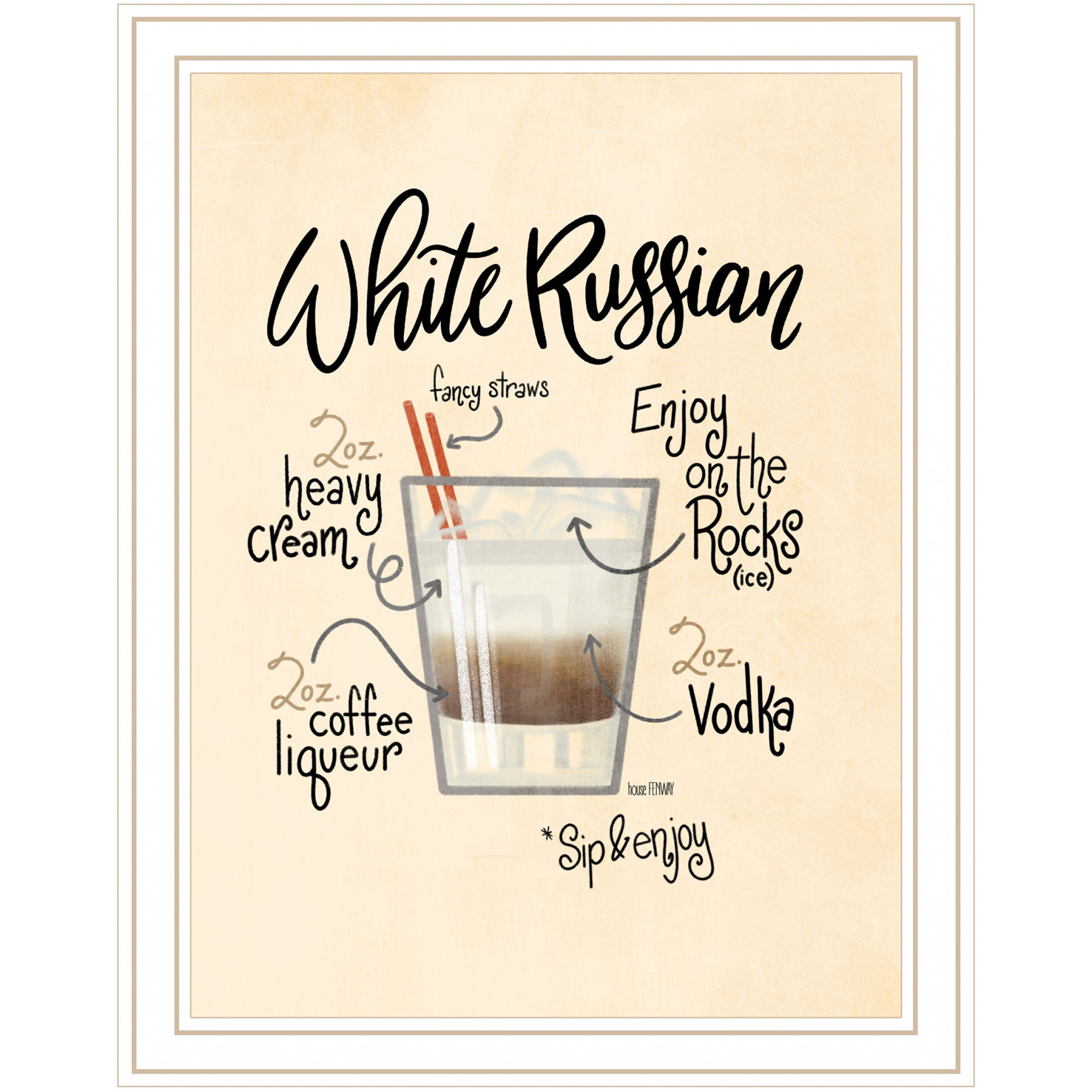 White Russian White Framed Print Wall Art