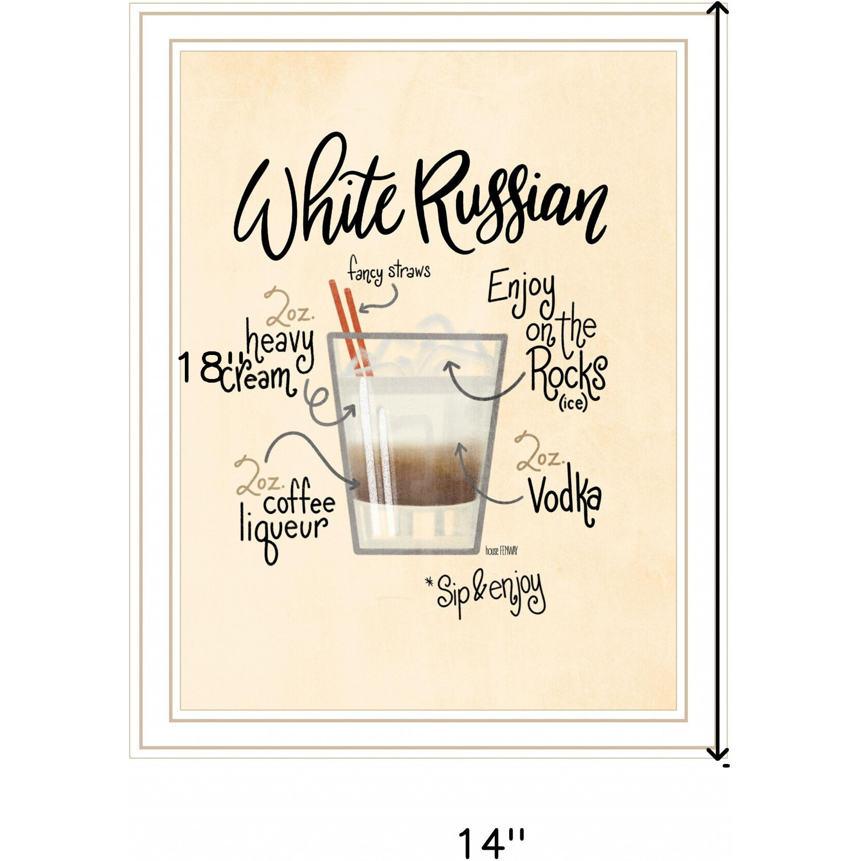 White Russian White Framed Print Wall Art