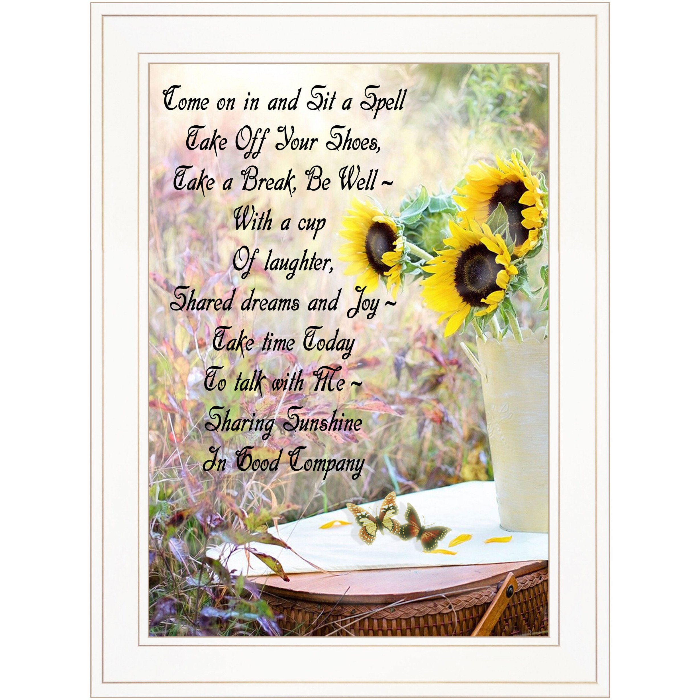 Sharing Sunshine 2 White Framed Print Wall Art