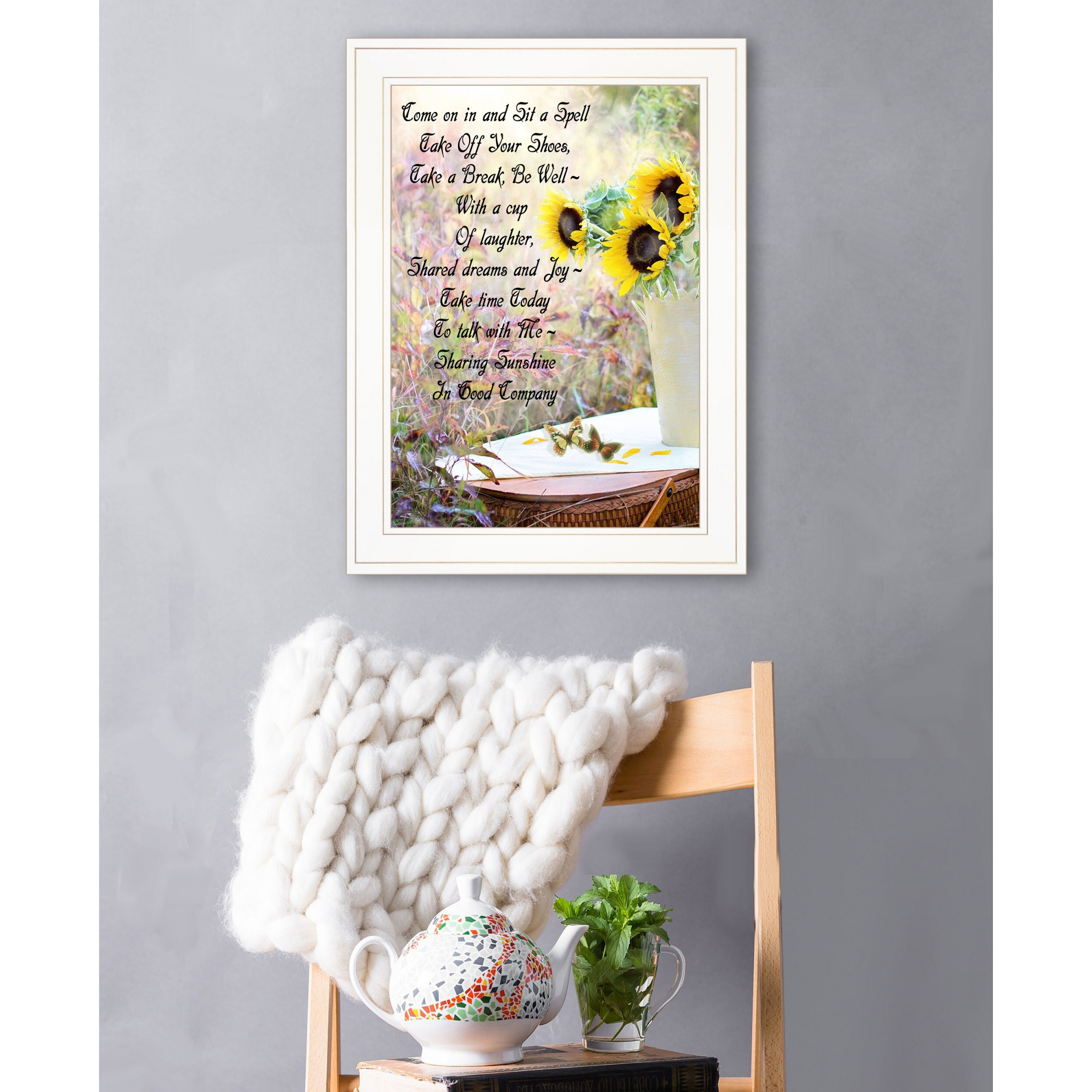 Sharing Sunshine 2 White Framed Print Wall Art