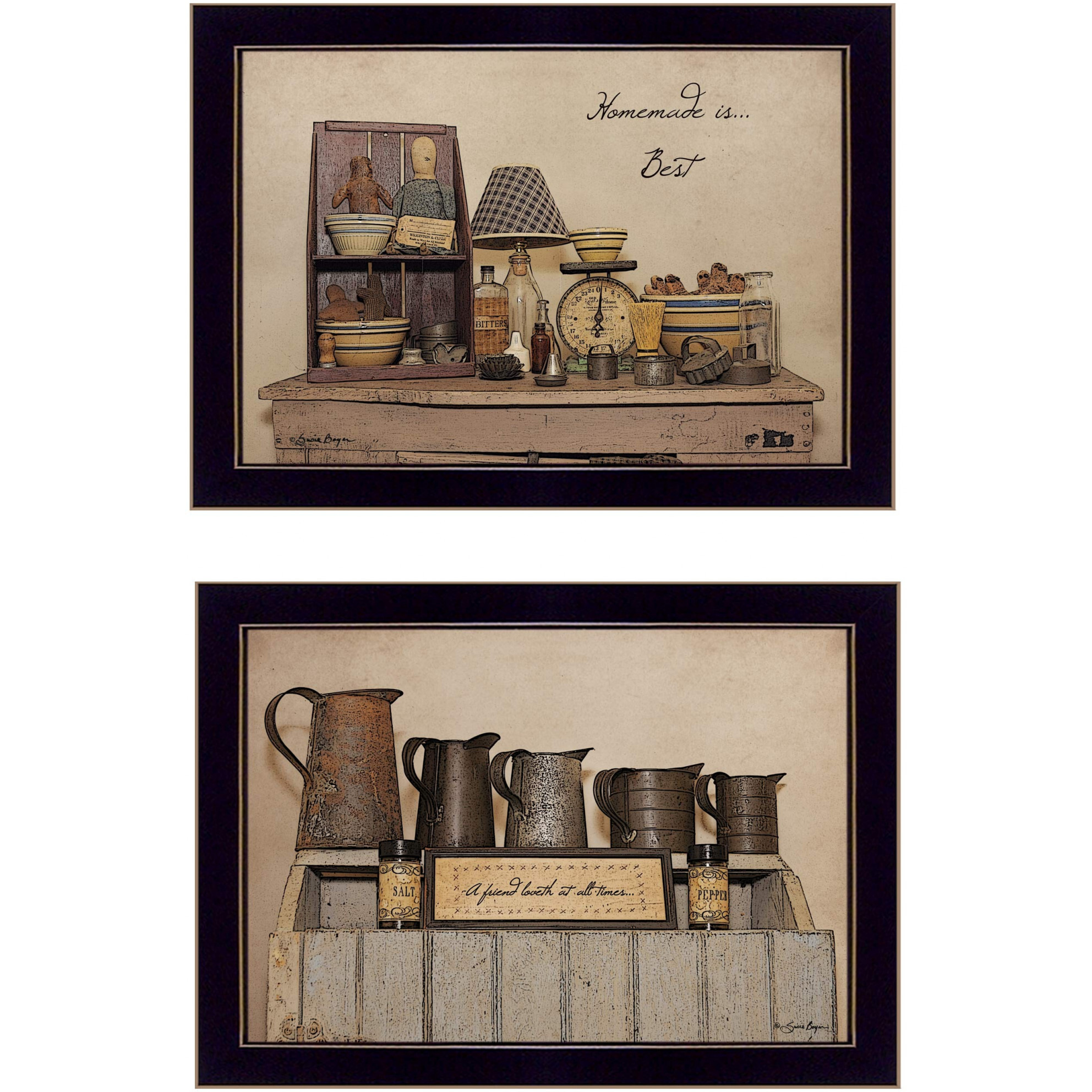 Set Of Two Homemade Is Best 3 Black Framed Print Kitchen Wall Art