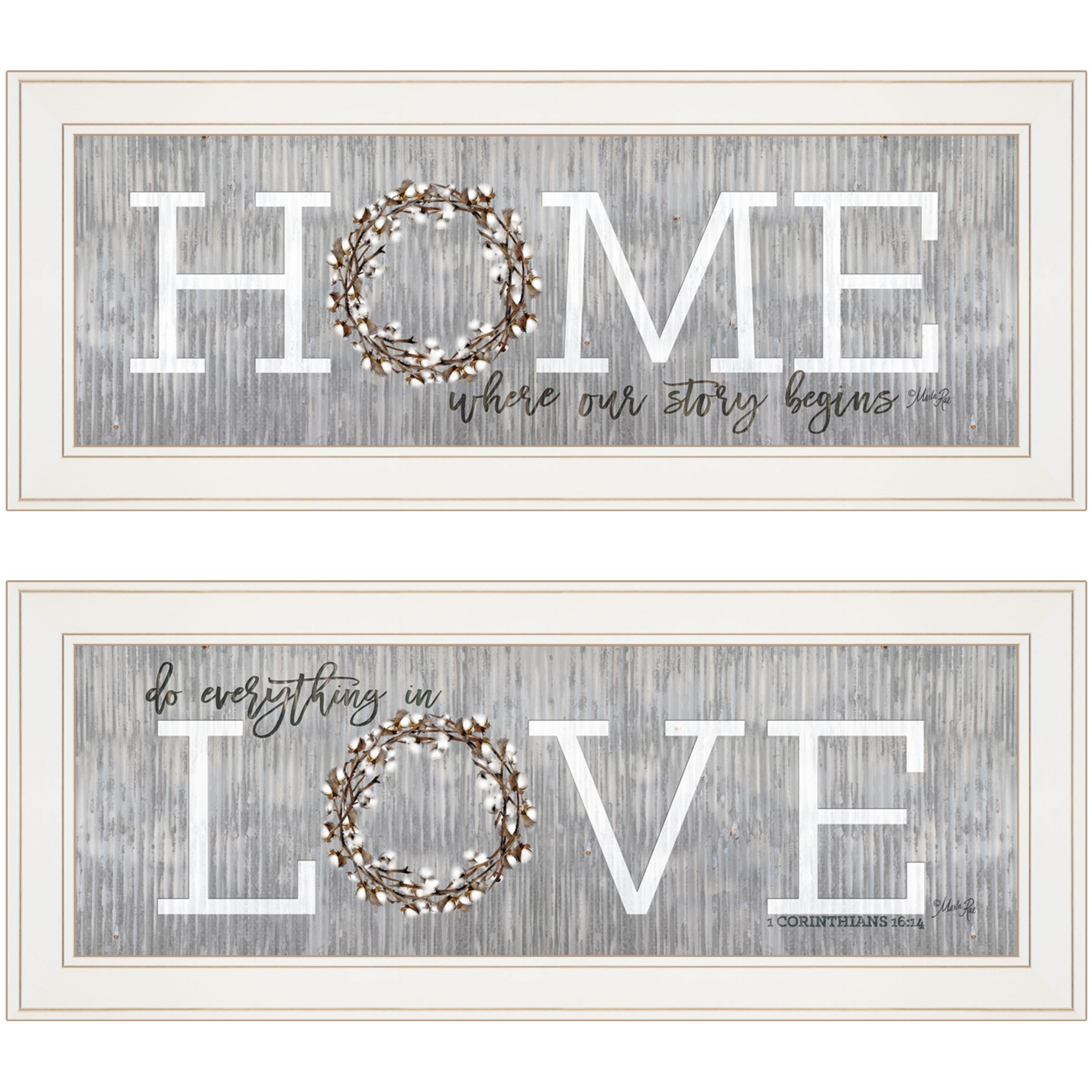 Set Of Two Where Our Story Begins 1 White Framed Print Wall Art