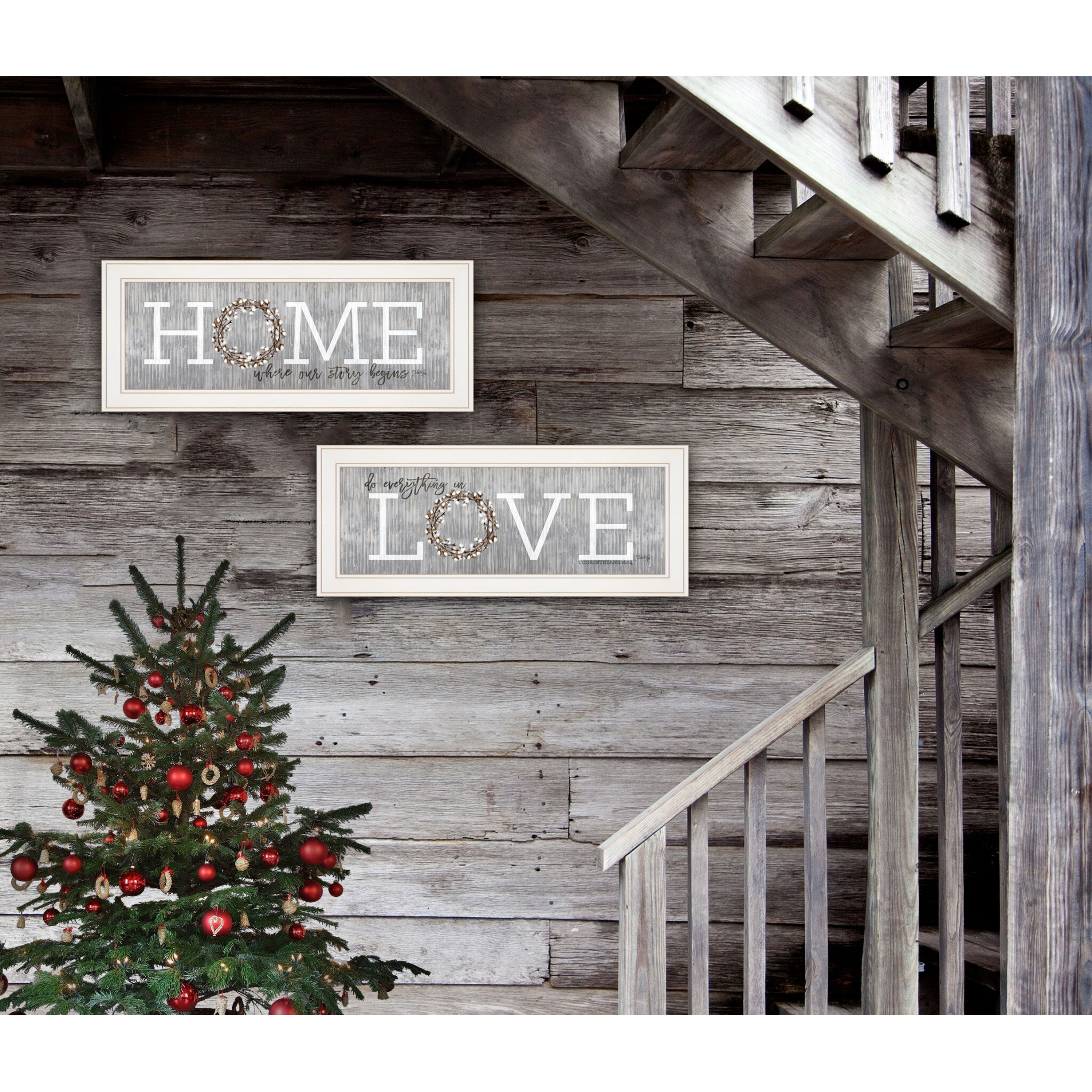 Set Of Two Where Our Story Begins 1 White Framed Print Wall Art