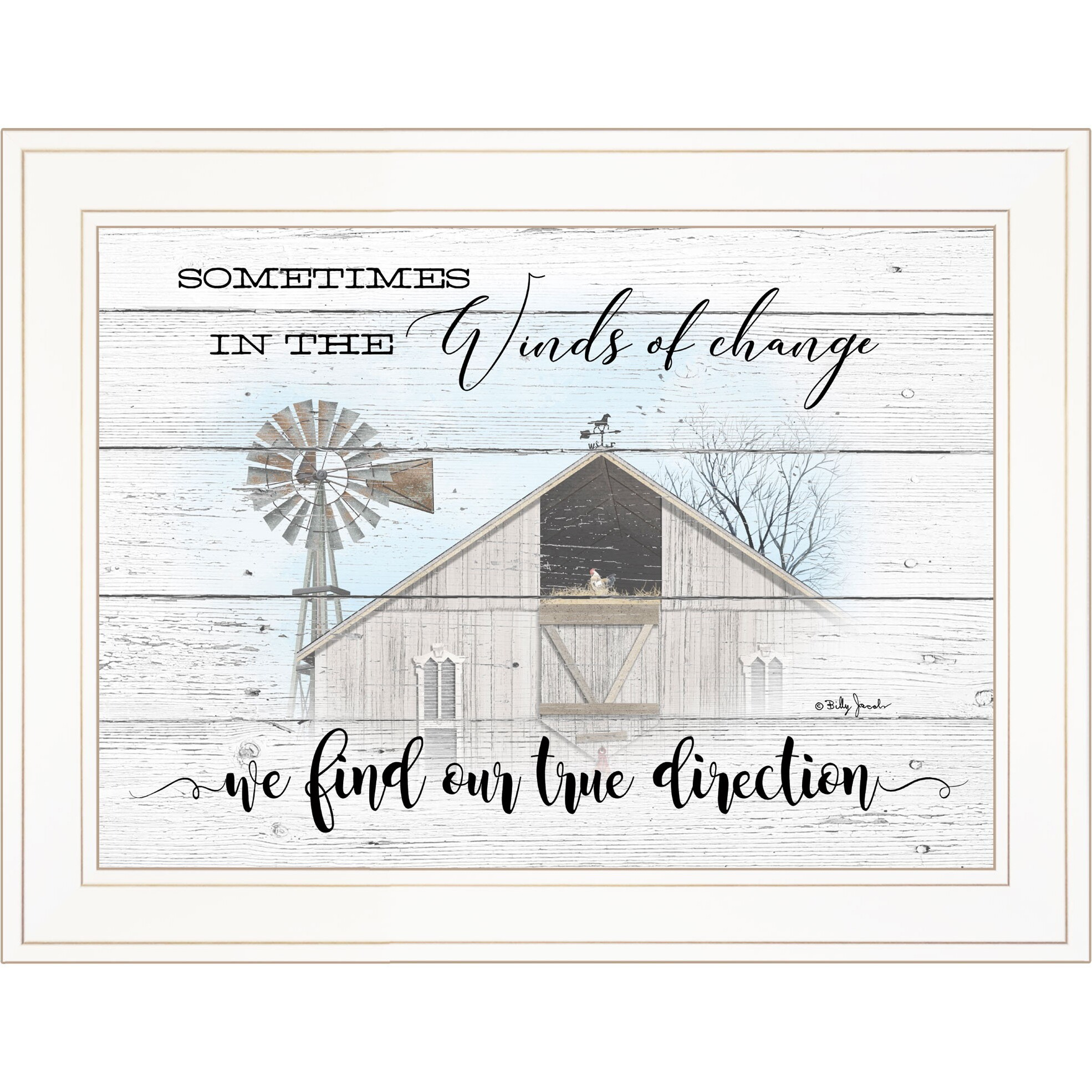 Winds Of Change Windmill On The Farm White Framed Print Wall Art