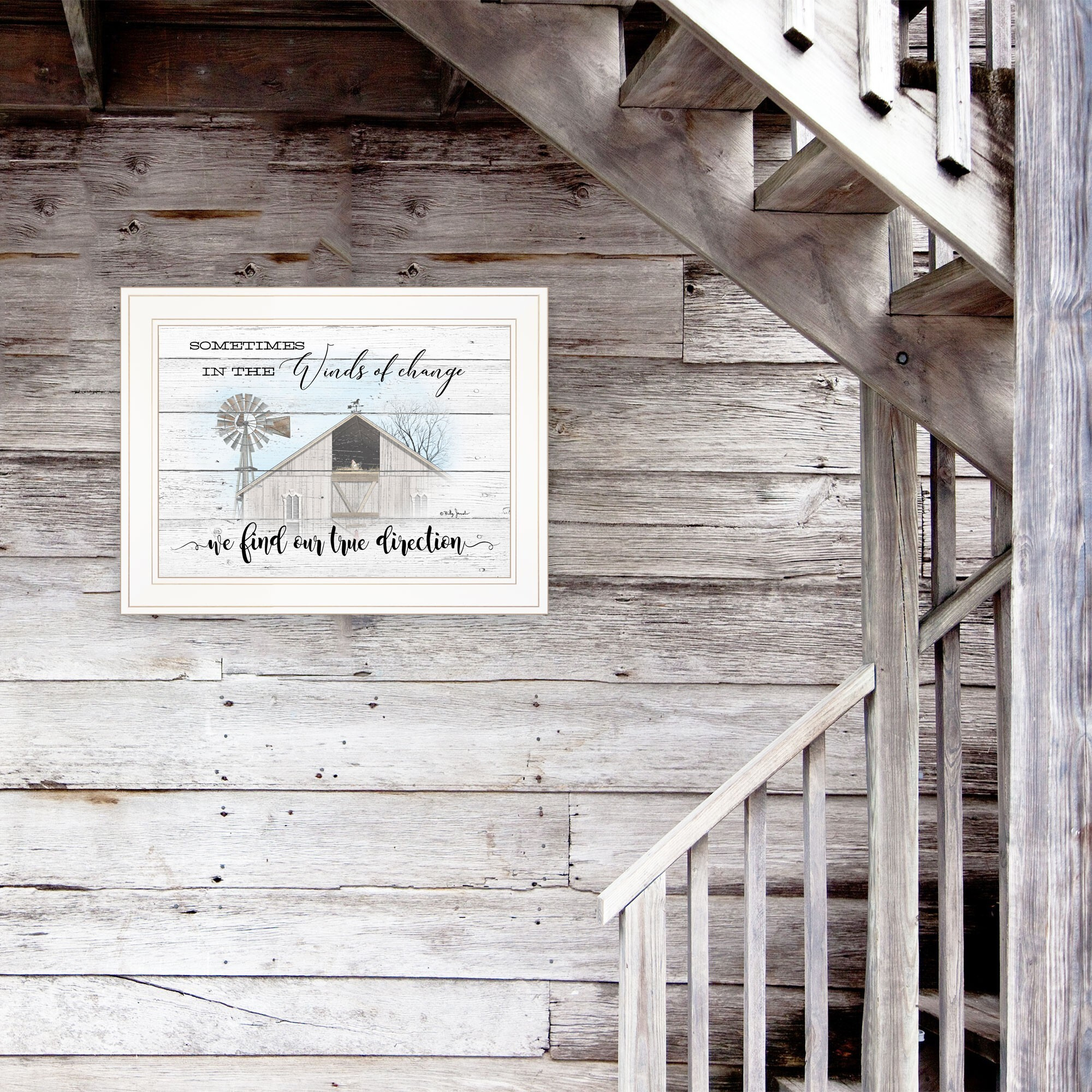 Winds Of Change Windmill On The Farm White Framed Print Wall Art