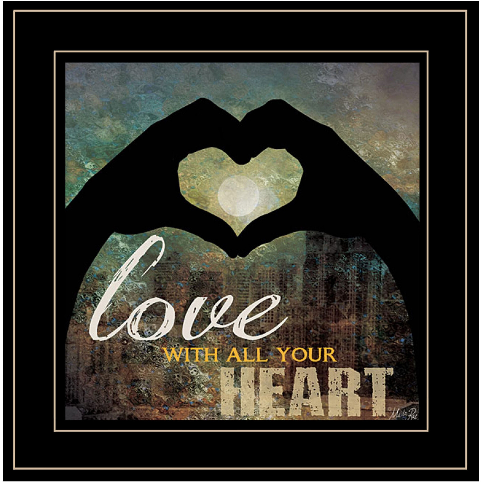 Love With All Your Heart 5 Black Framed Print Wall Art