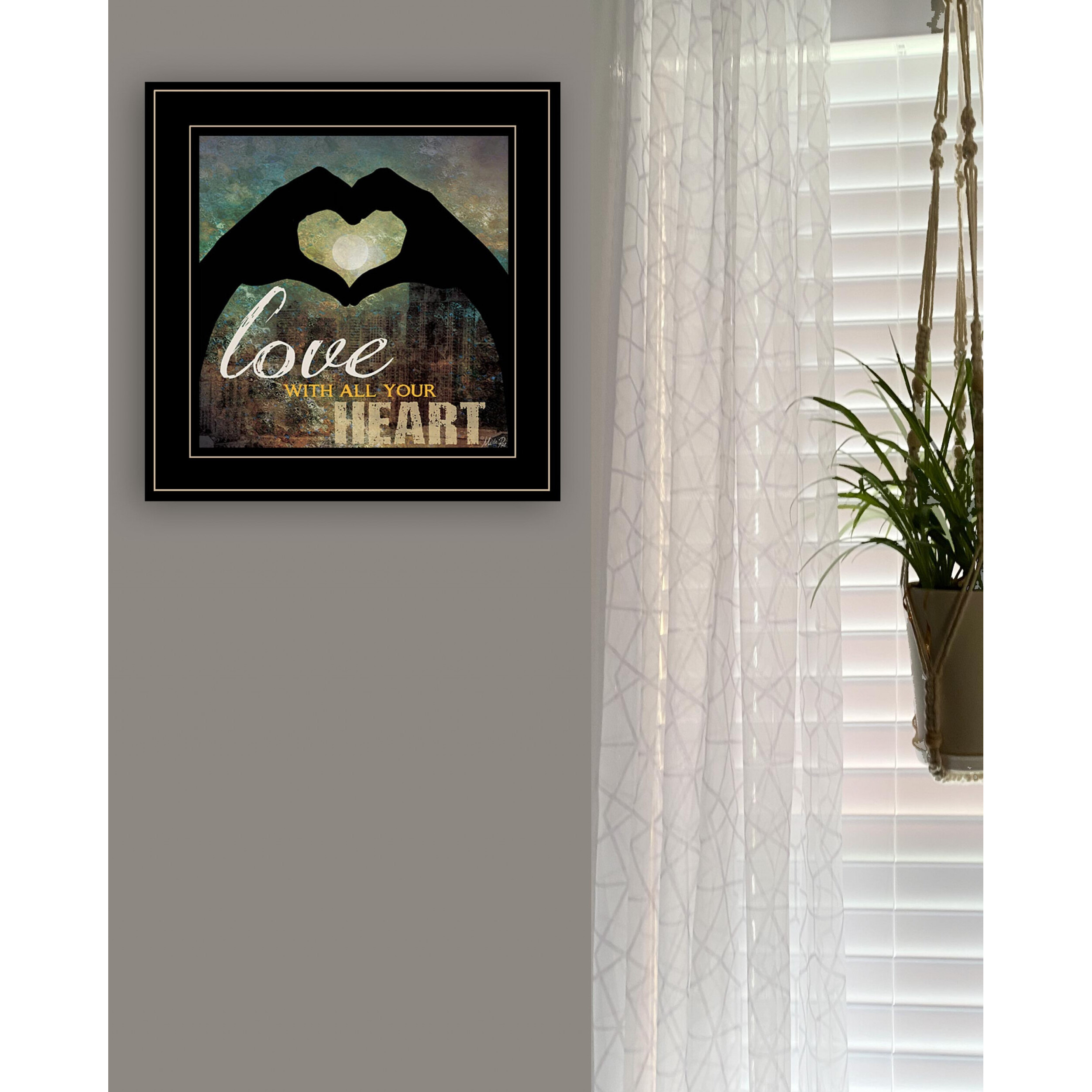 Love With All Your Heart 5 Black Framed Print Wall Art