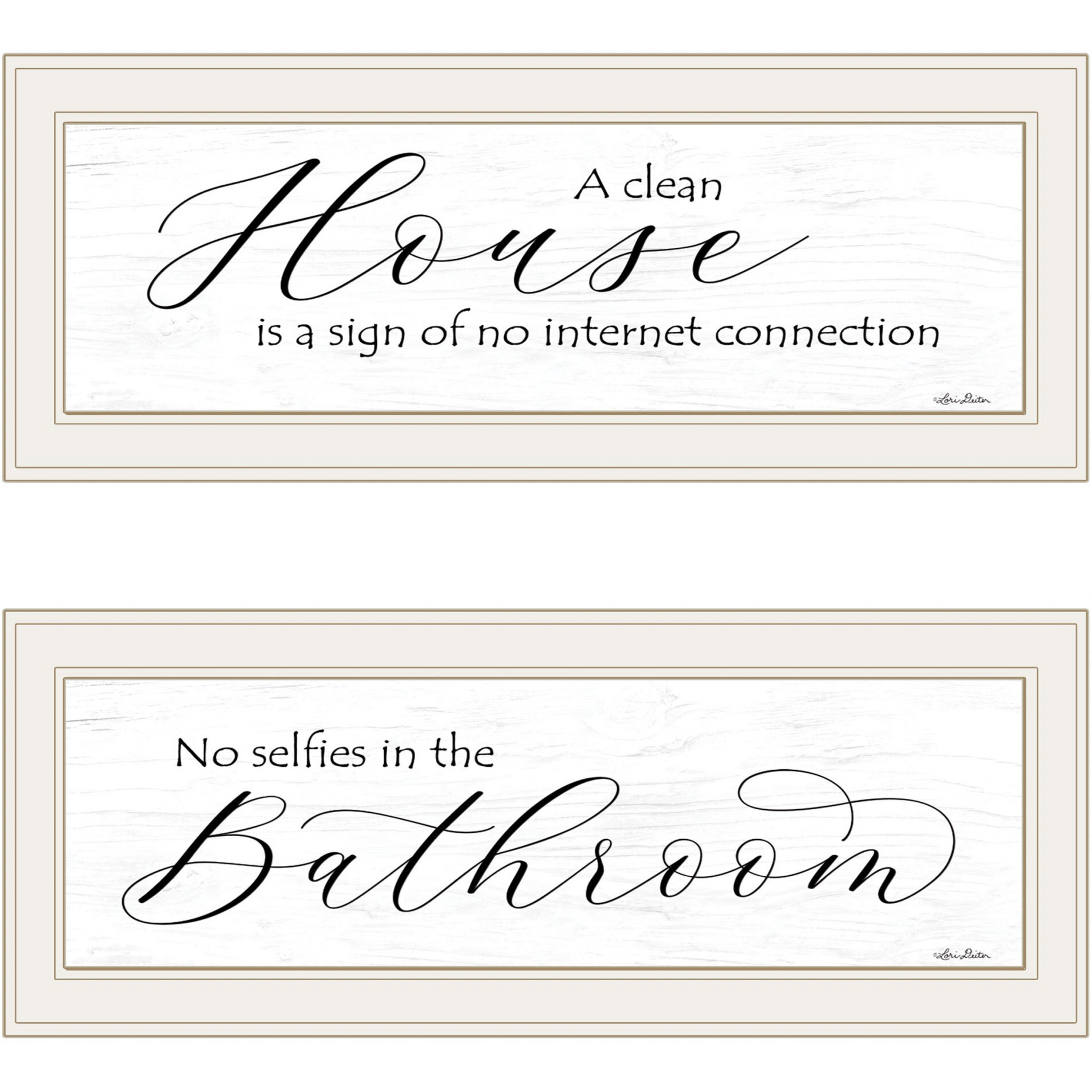 Set Of Two Household Humor 1 White Framed Print Wall Art