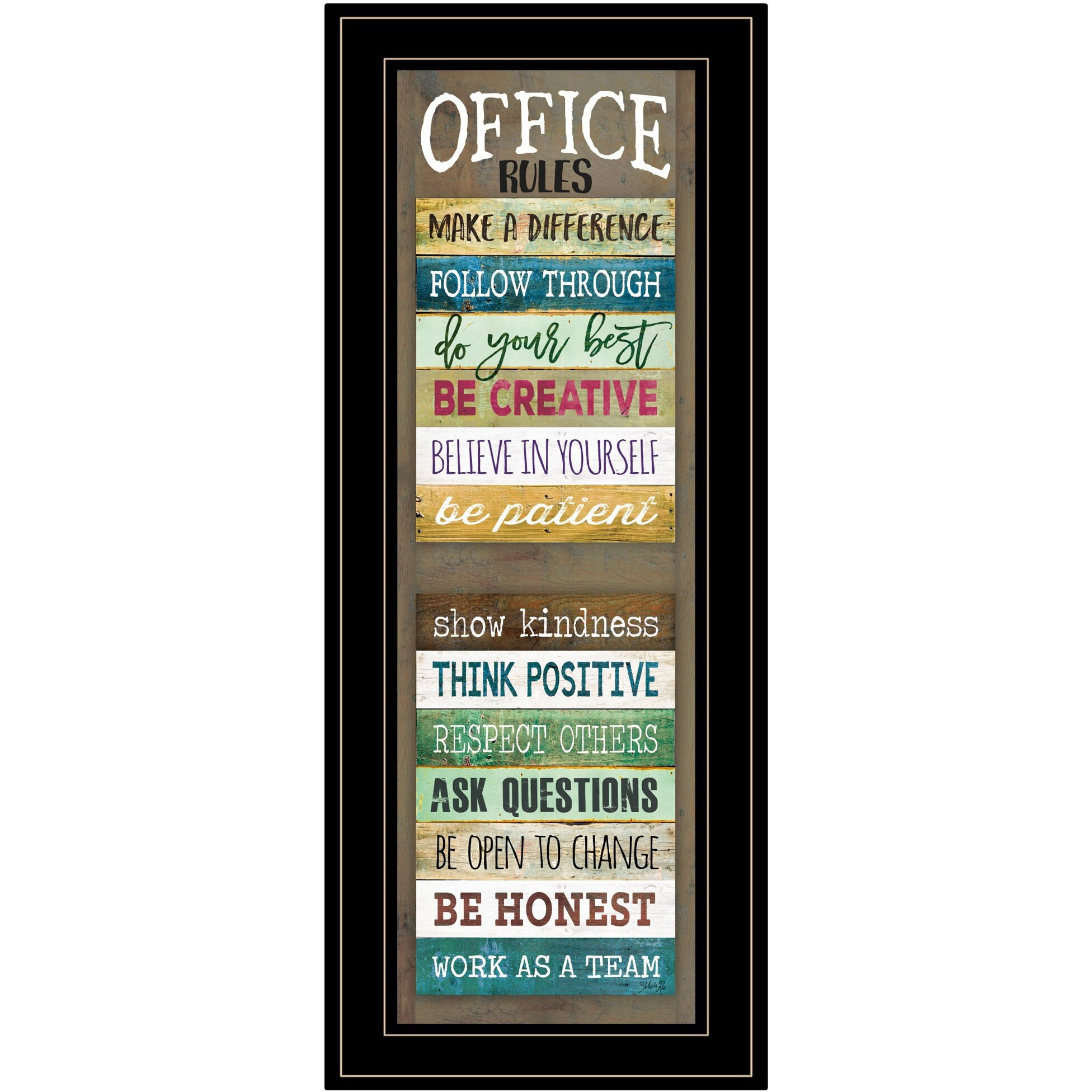 Office Rules 8 Black Framed Print Wall Art