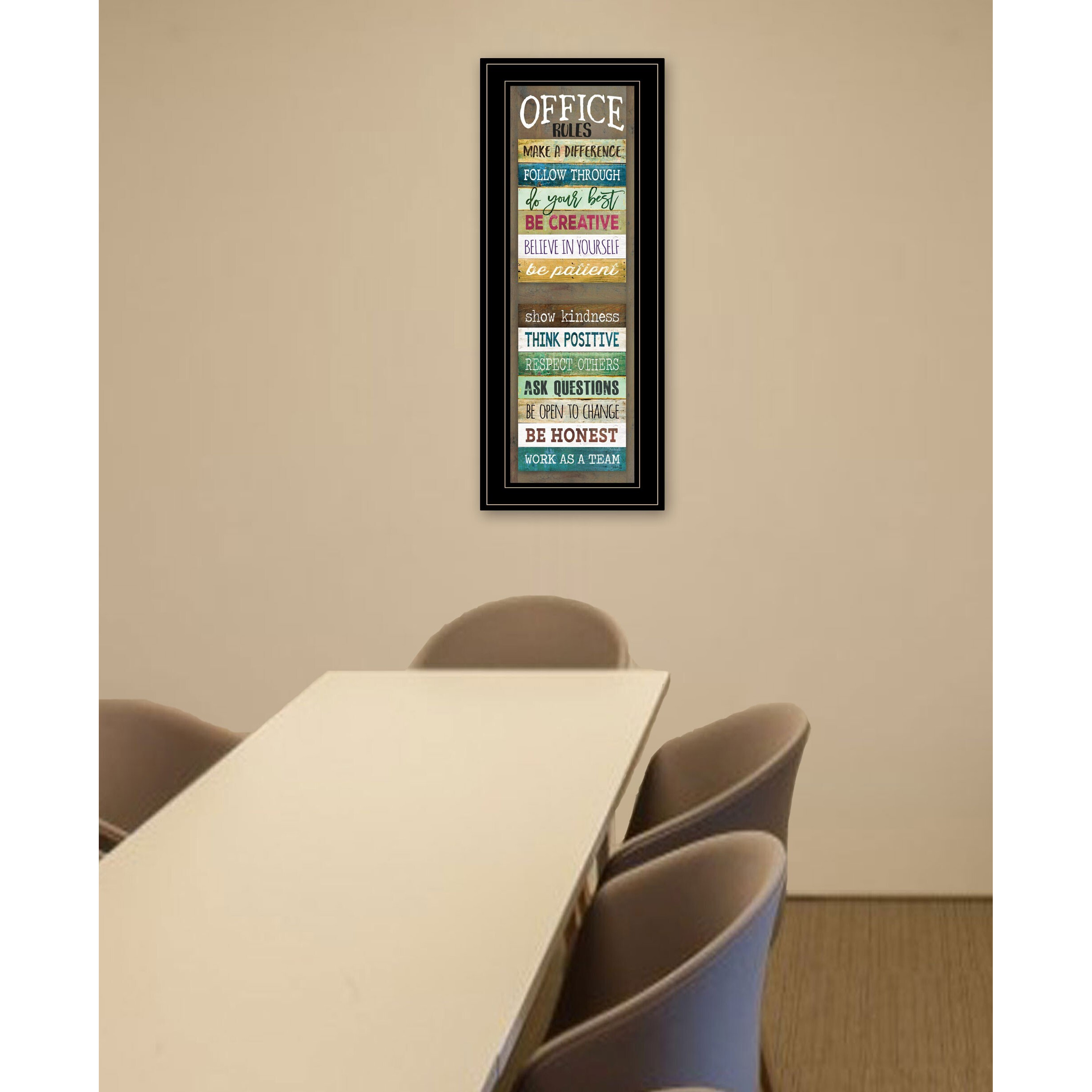 Office Rules 8 Black Framed Print Wall Art