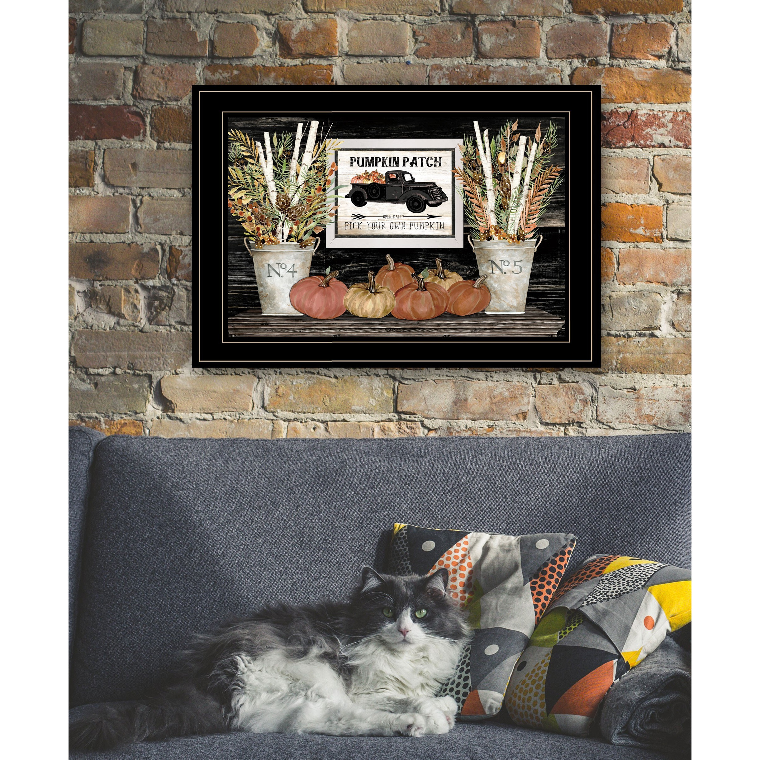 Pumpkin Patch Still Life 3 Black Framed Print Wall Art