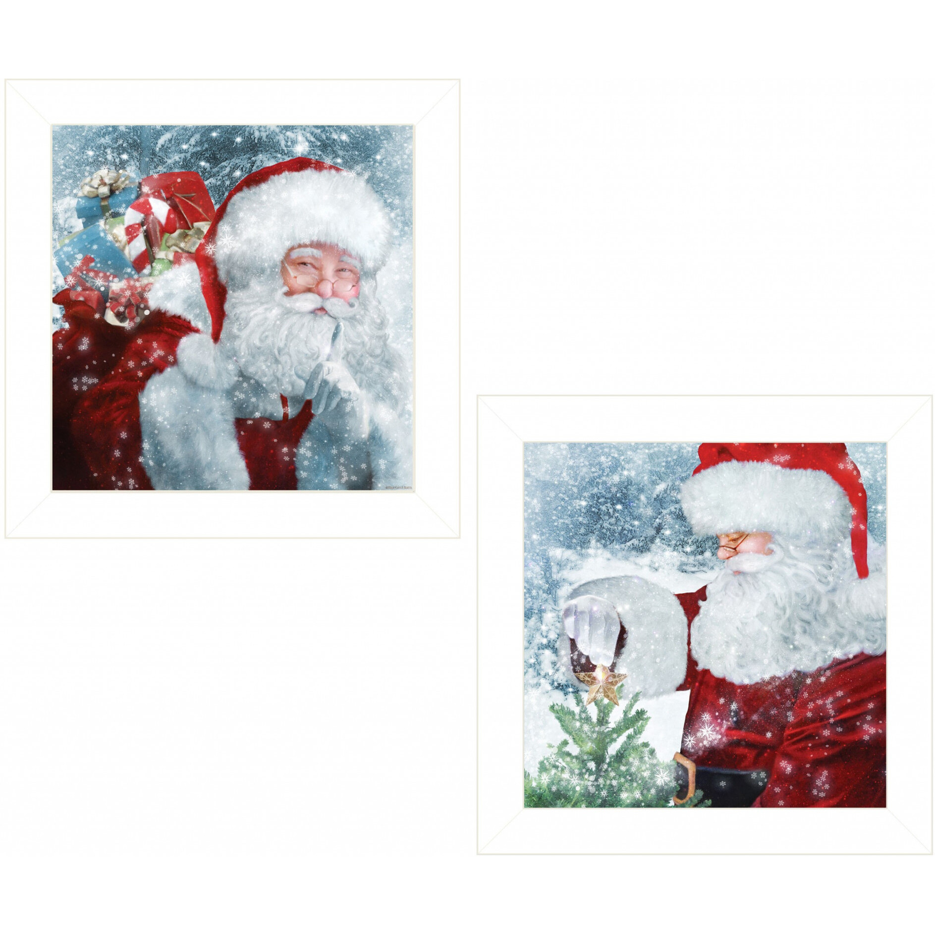 Set Of Two Santas Blessings 5 White Framed Print Wall Art