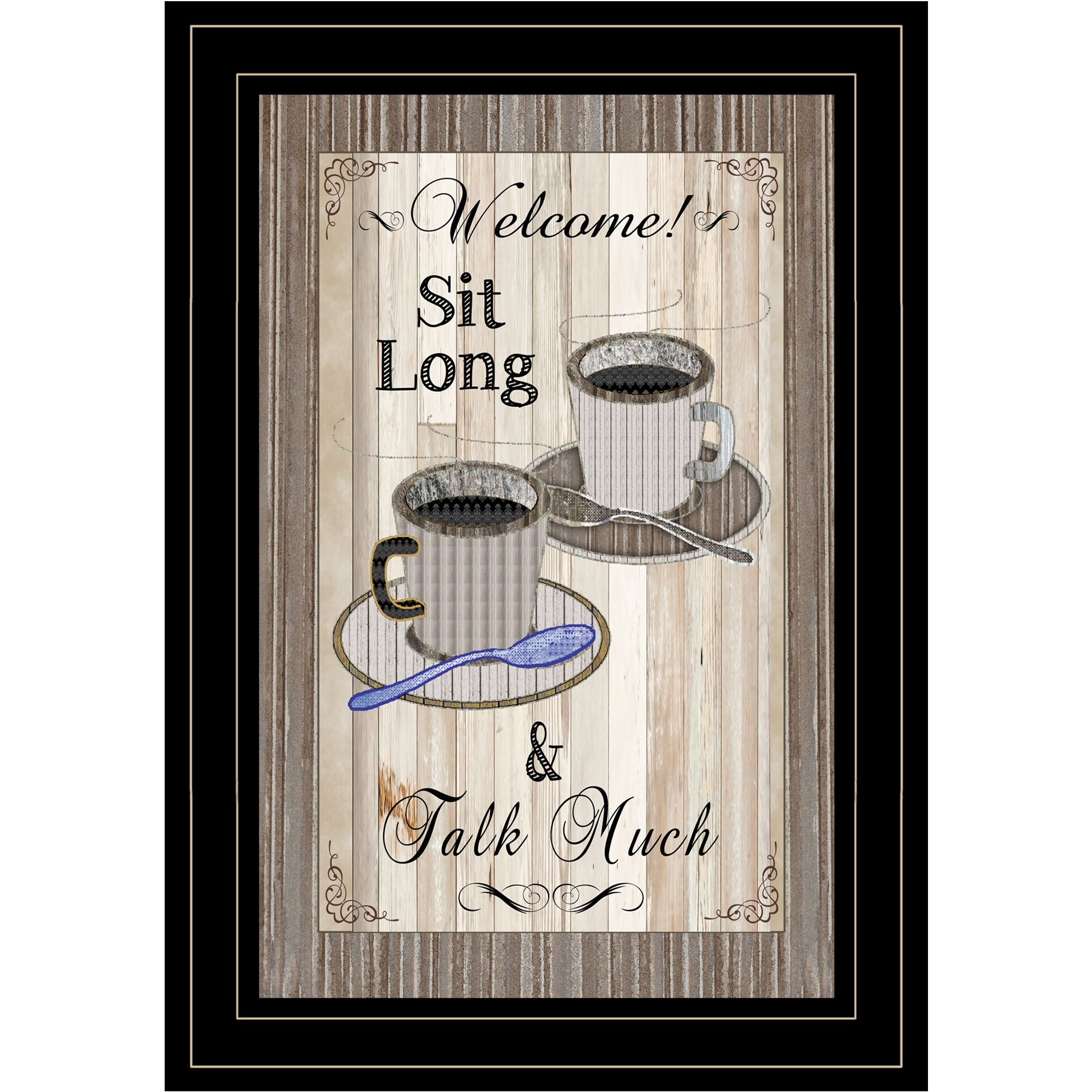 Sit Long Talk Much 2 Black Framed Print Wall Art