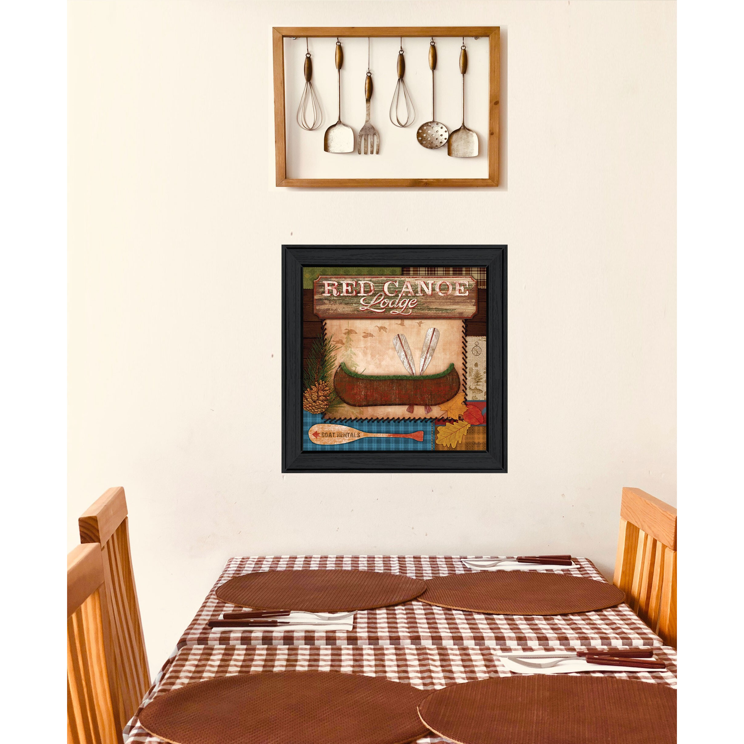 Red Canoe Lodge 2 Black Framed Print Wall Art