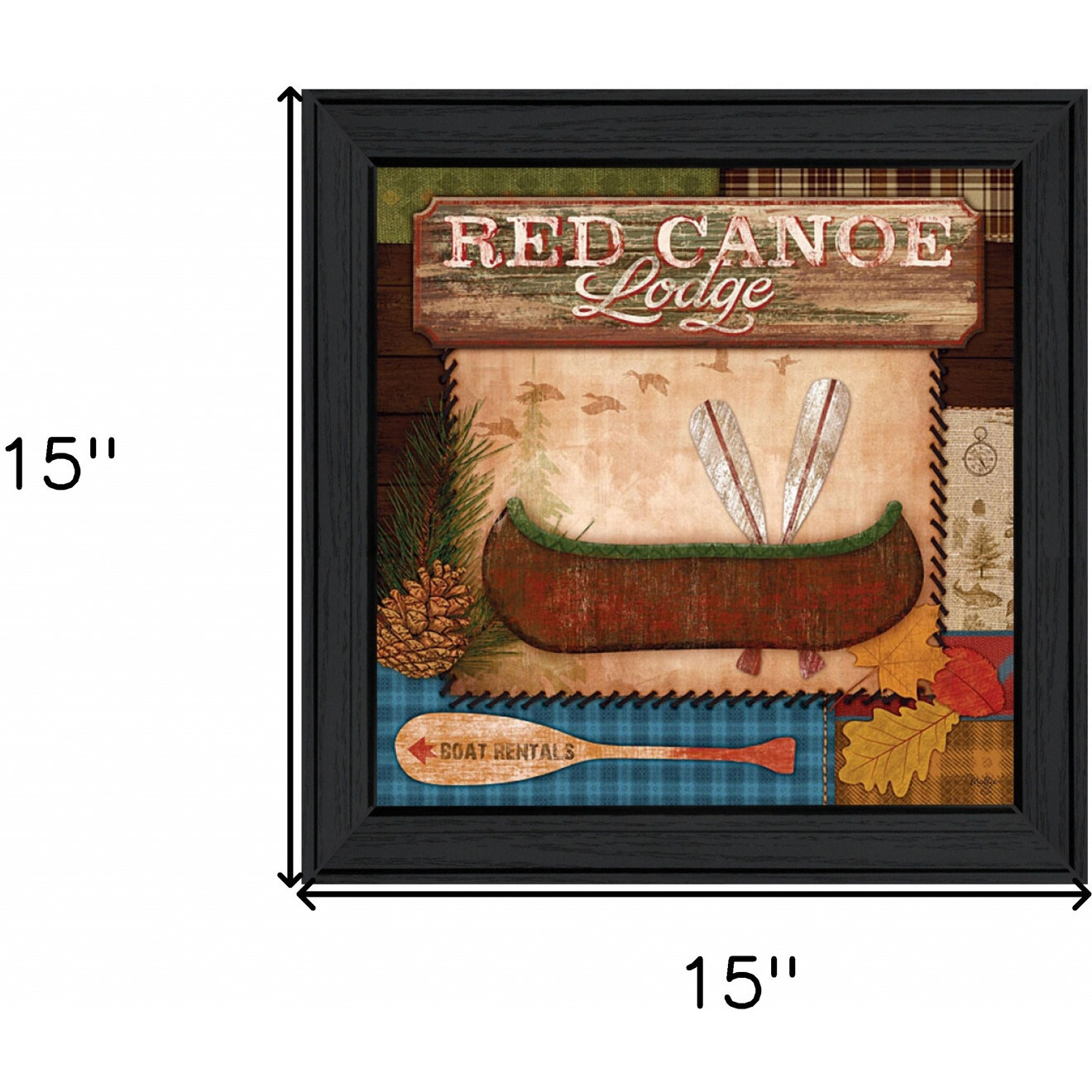 Red Canoe Lodge 2 Black Framed Print Wall Art