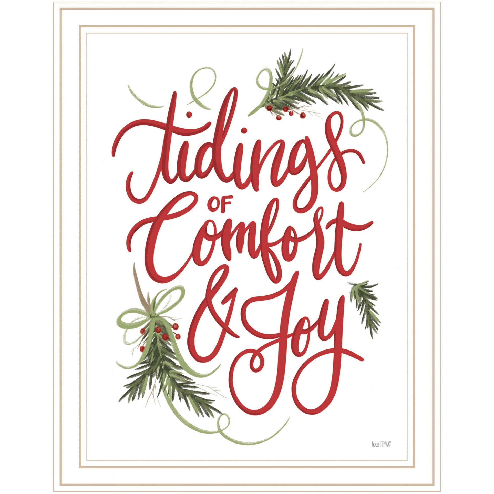 Tidings Of Comfort & Joy 1 White Framed Print Wall Art