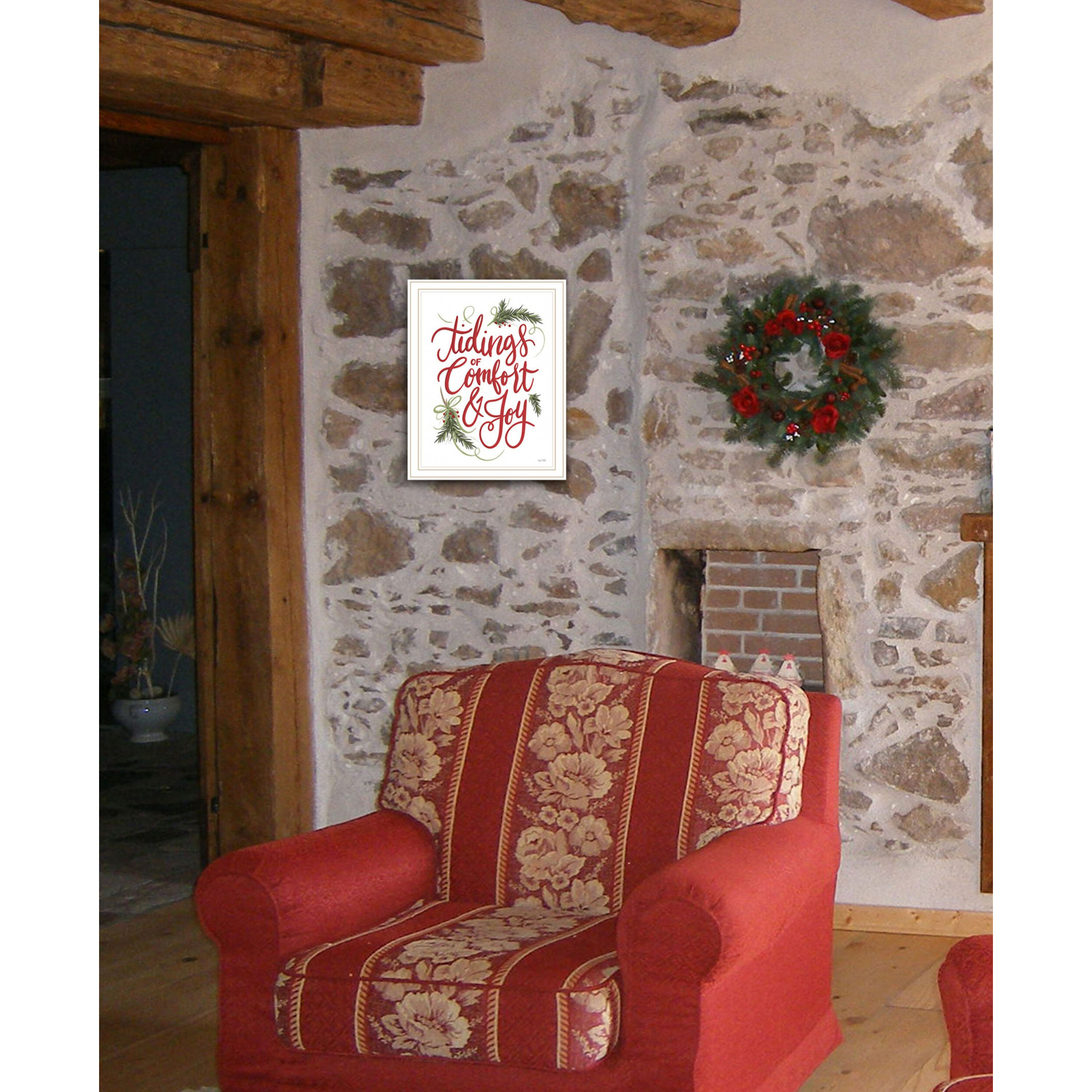 Tidings Of Comfort & Joy 1 White Framed Print Wall Art