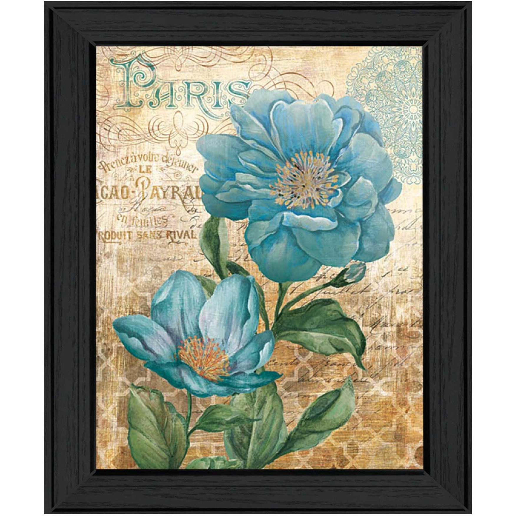 Paris Blue Ii Black Framed Print Wall Art