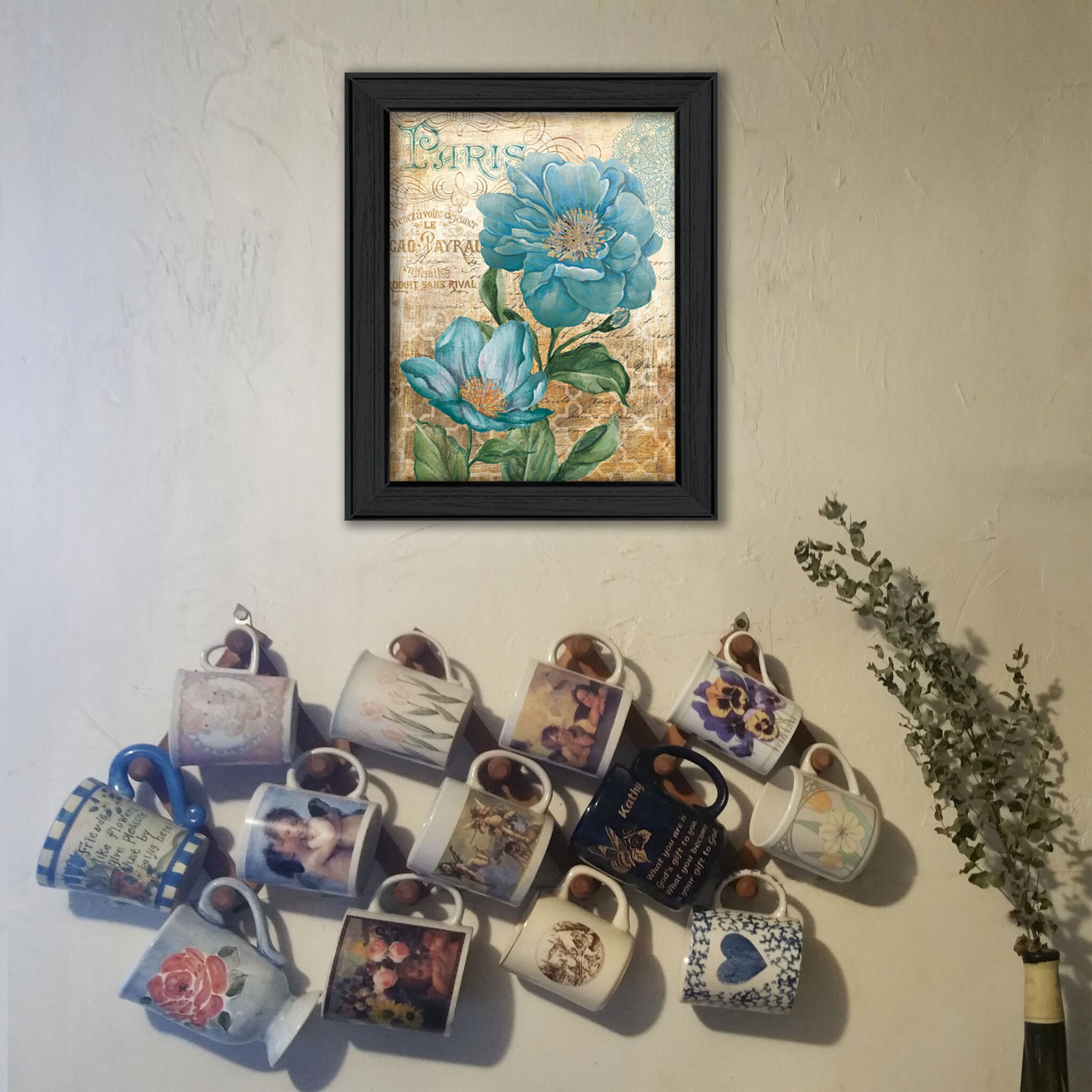 Paris Blue Ii Black Framed Print Wall Art