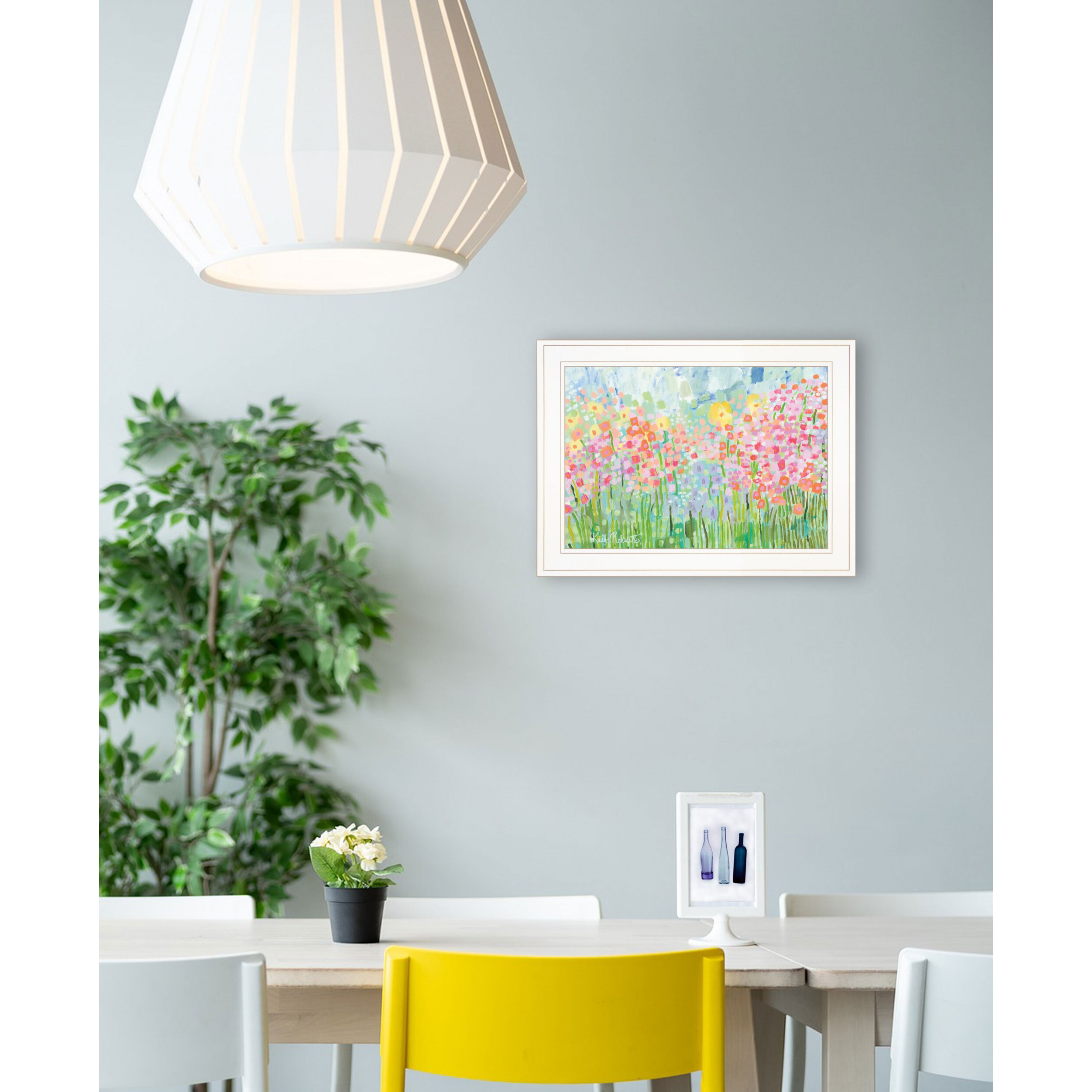 Colorful Abstract Field Of Flowers White Framed Print Wall Art