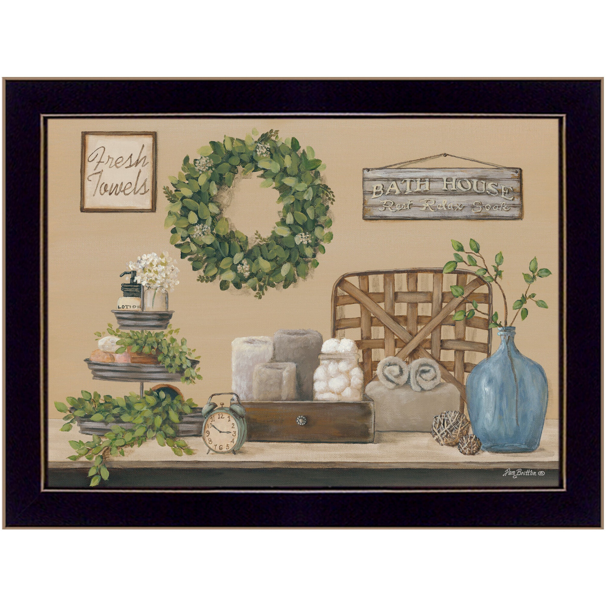 Farmhouse Bathhouse Black Framed Print Bathroom Wall Art