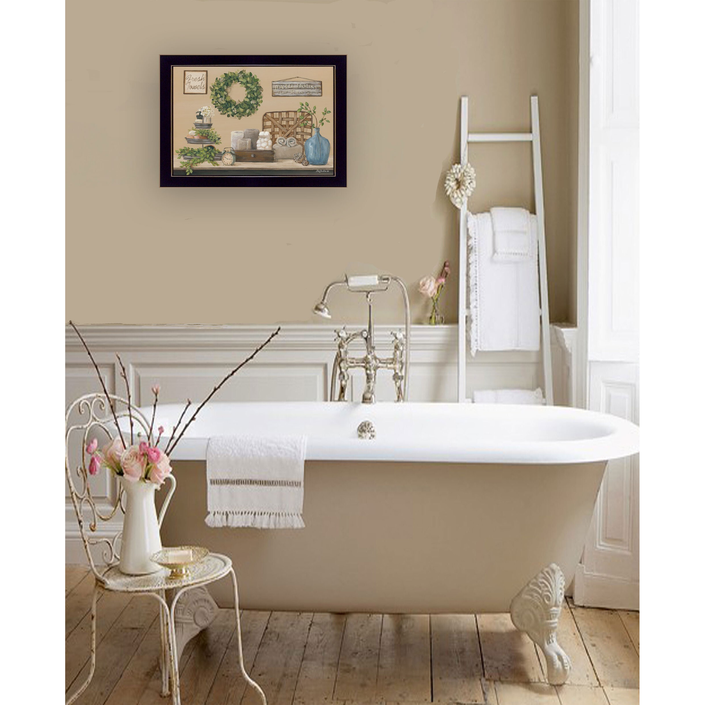 Farmhouse Bathhouse Black Framed Print Bathroom Wall Art