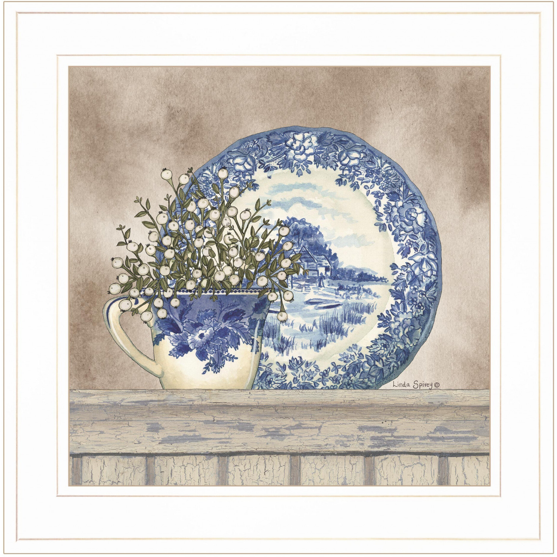 Farmhouse Blues Ii 2 White Framed Print Wall Art