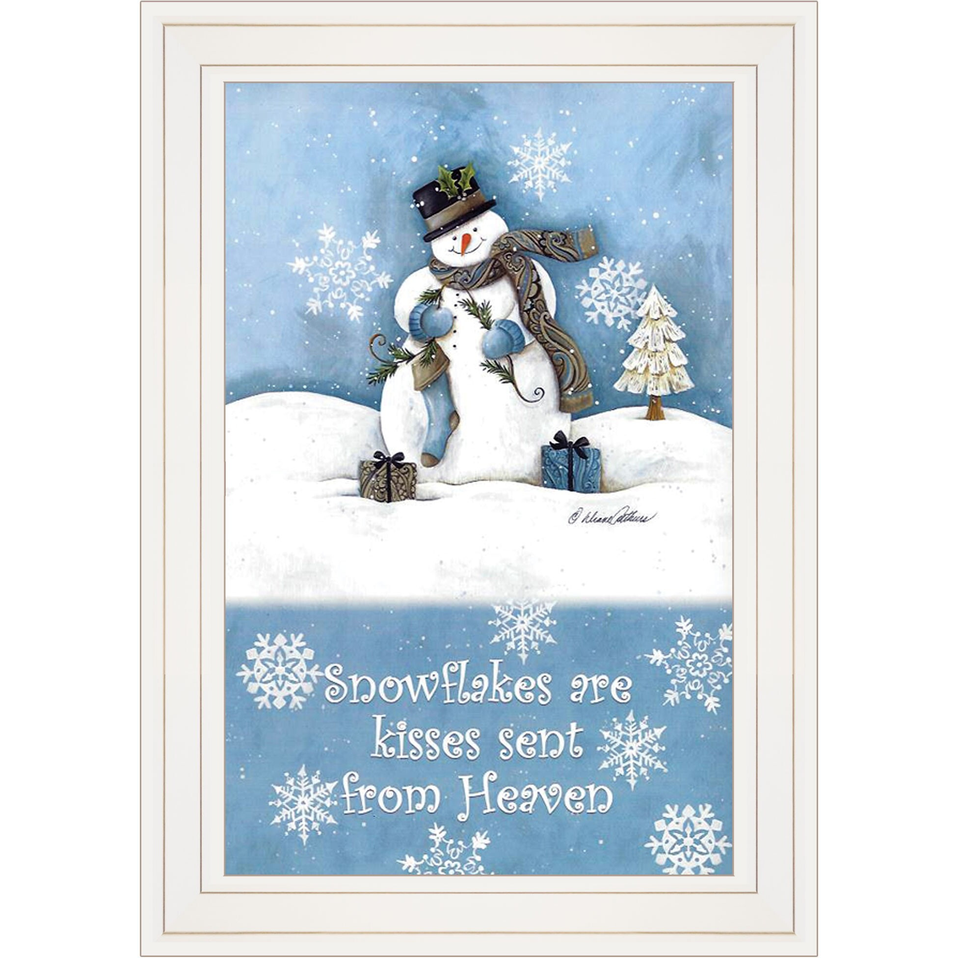 Trendy Snowman 1 White Framed Print Wall Art