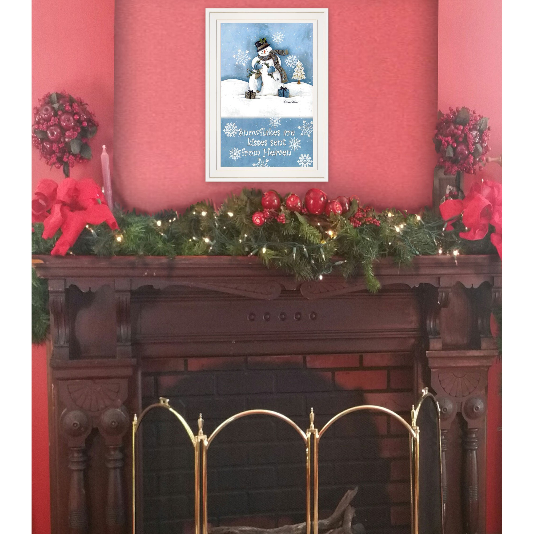 Trendy Snowman 1 White Framed Print Wall Art