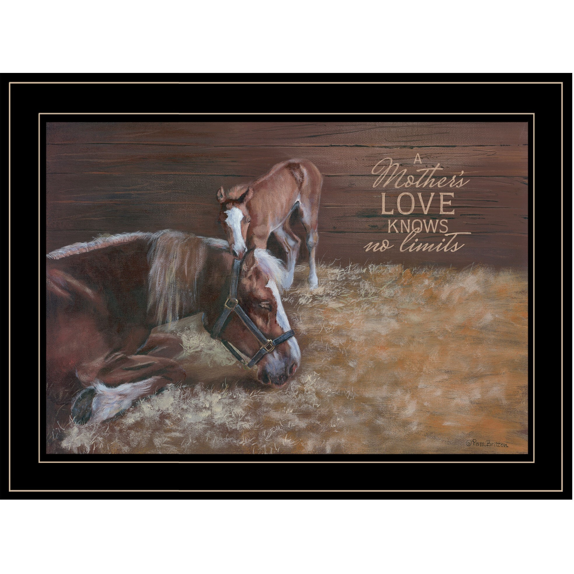 A Mothers Love Horses 2 Black Framed Print Wall Art