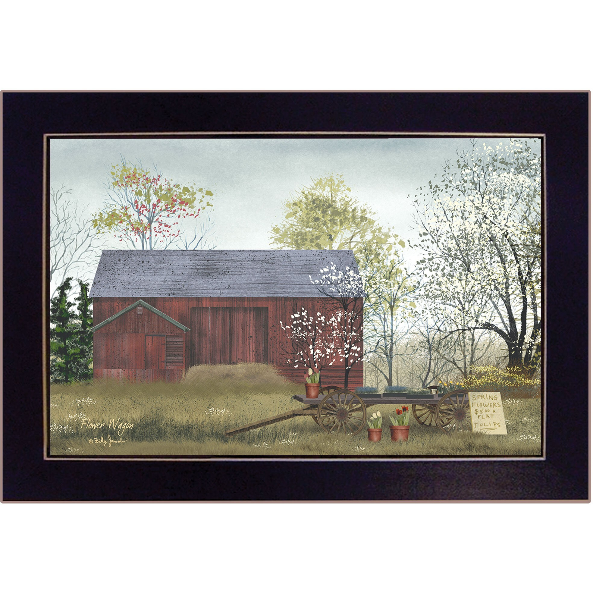 Flower Wagon 1 Black Framed Print Wall Art