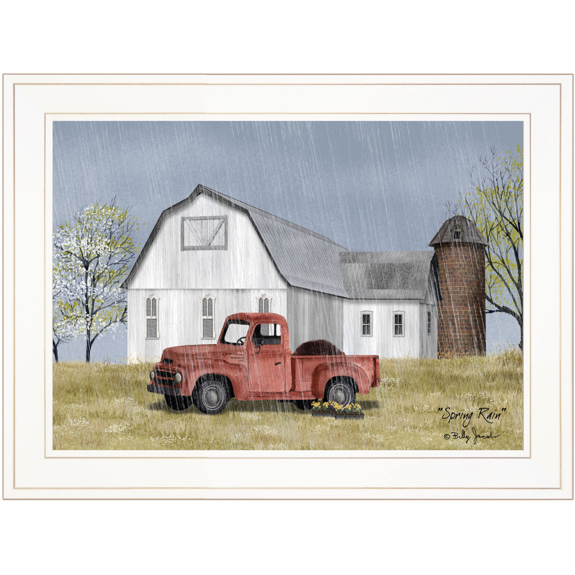 Spring Rain 2 White Framed Print Wall Art