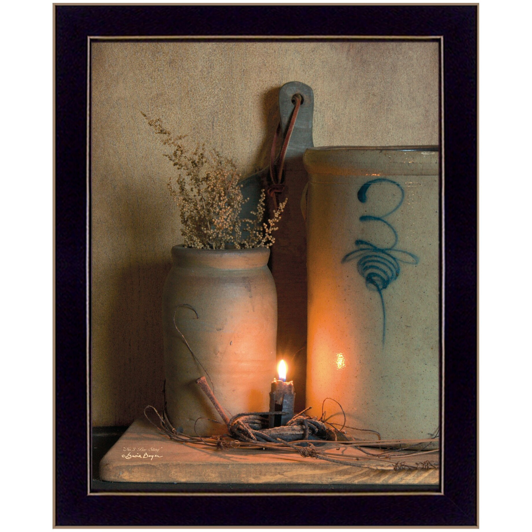 No.3 Bee Sting Black Framed Print Wall Art