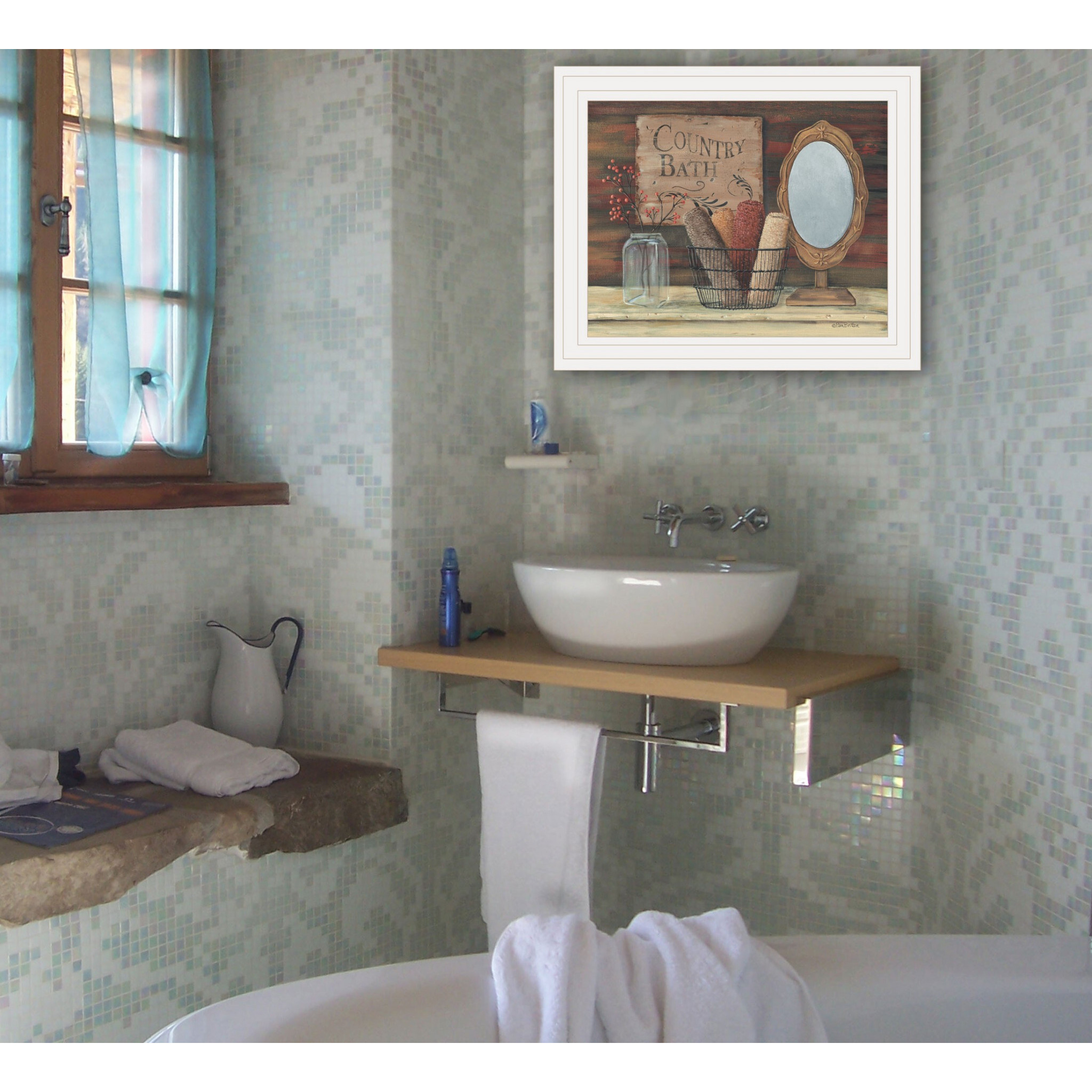 Country Bath 6 White Framed Print Wall Art