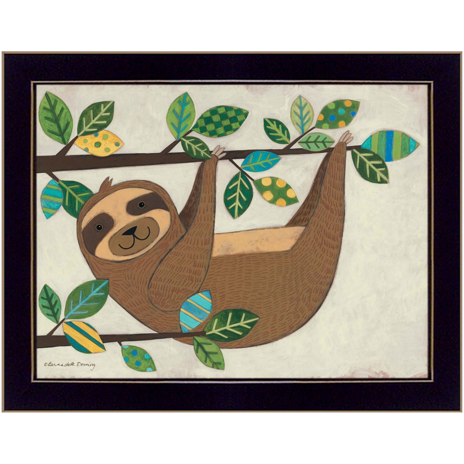 Hanging Sloth I 1 Black Framed Print Wall Art