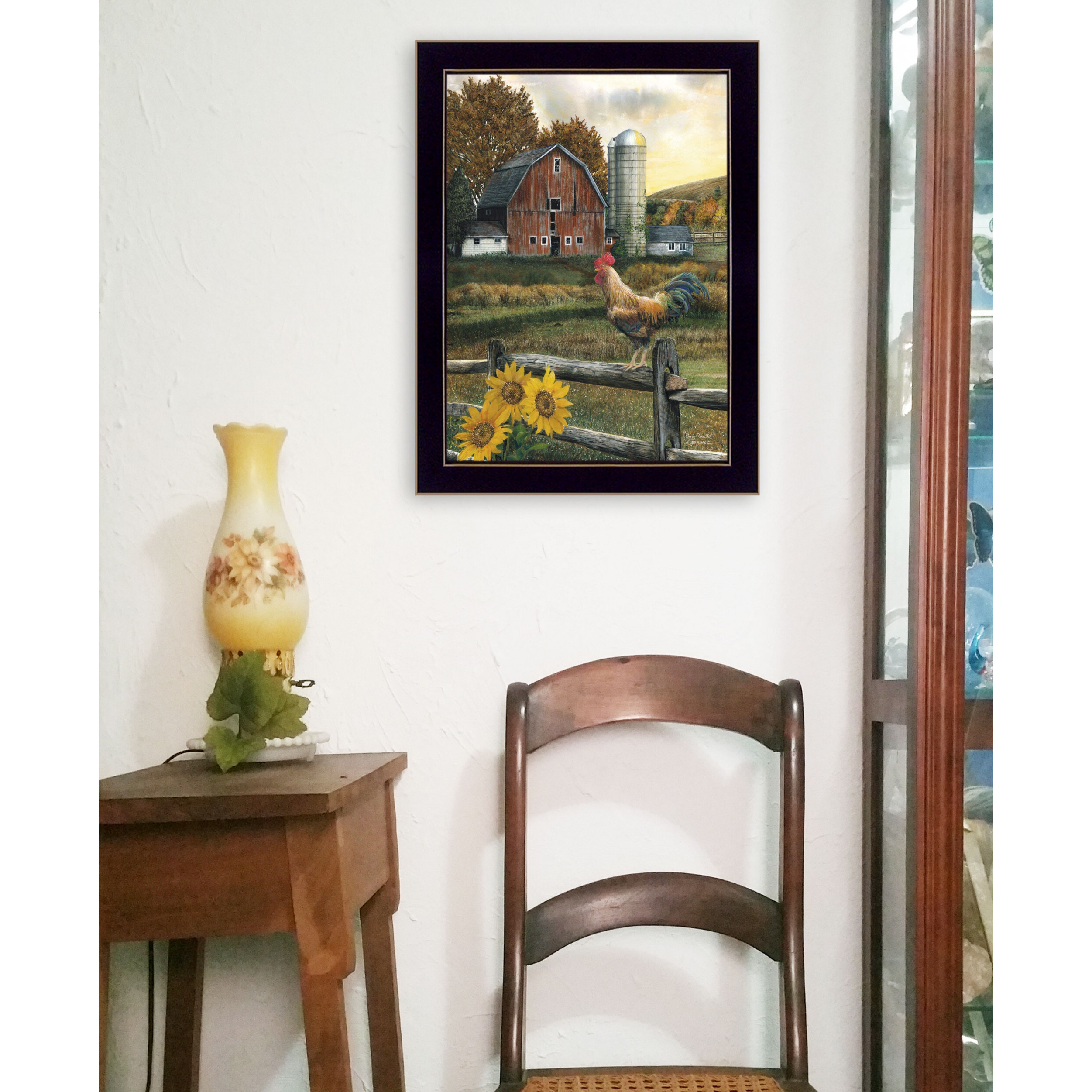 Early Rooster 1 Black Framed Print Wall Art