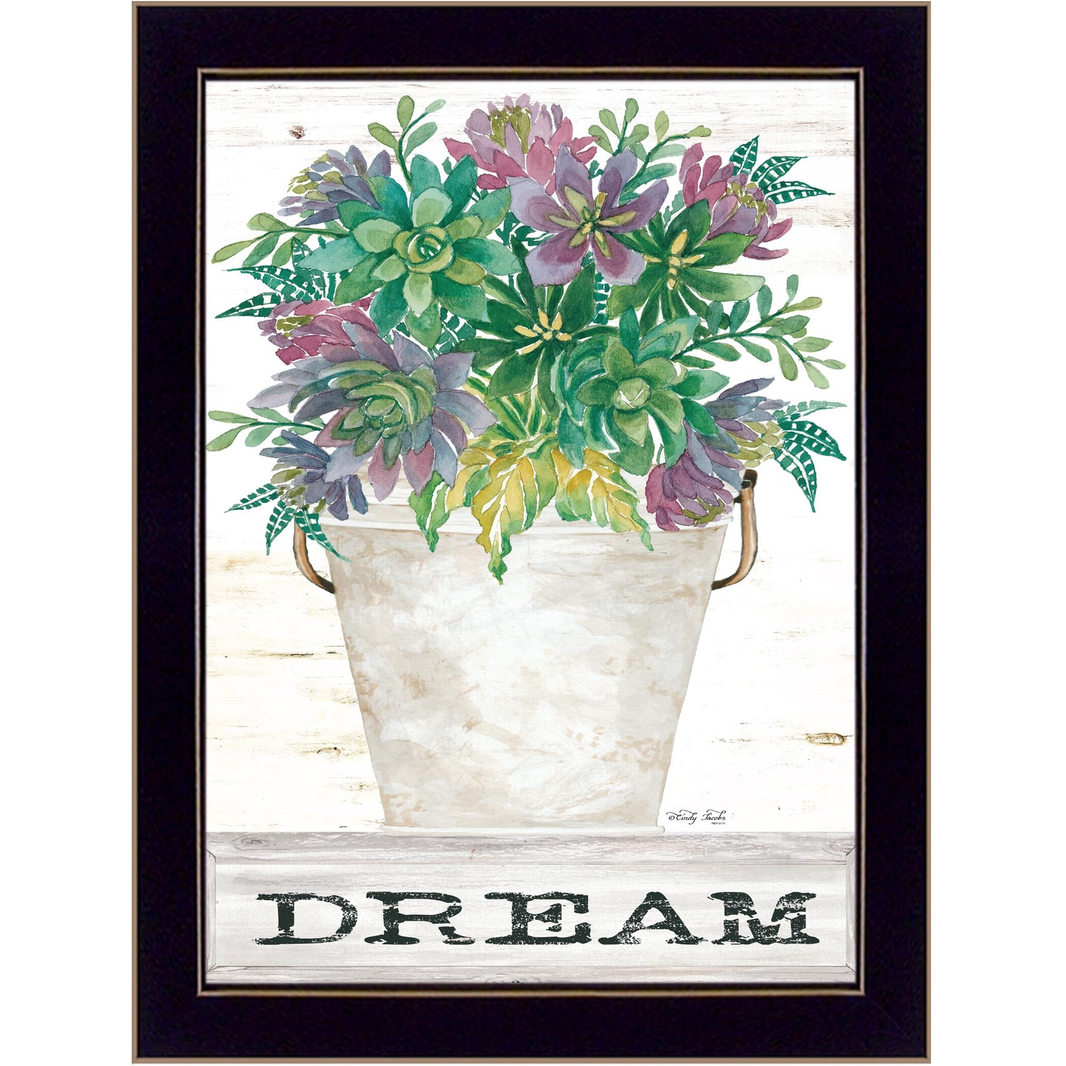 Dream Succulents 1 Black Framed Print Wall Art