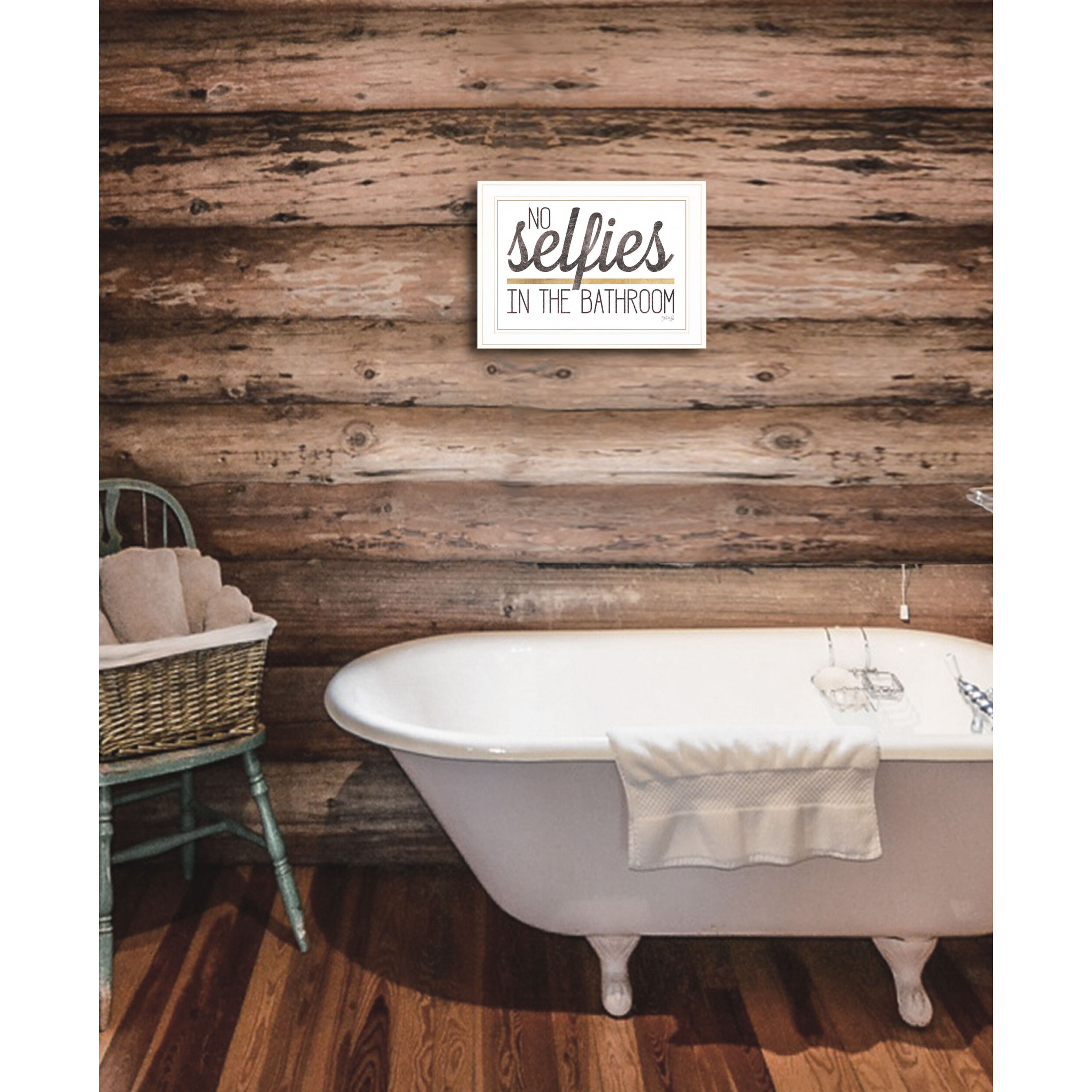 No Selfies In The Bathroom 5 White Framed Print Wall Art