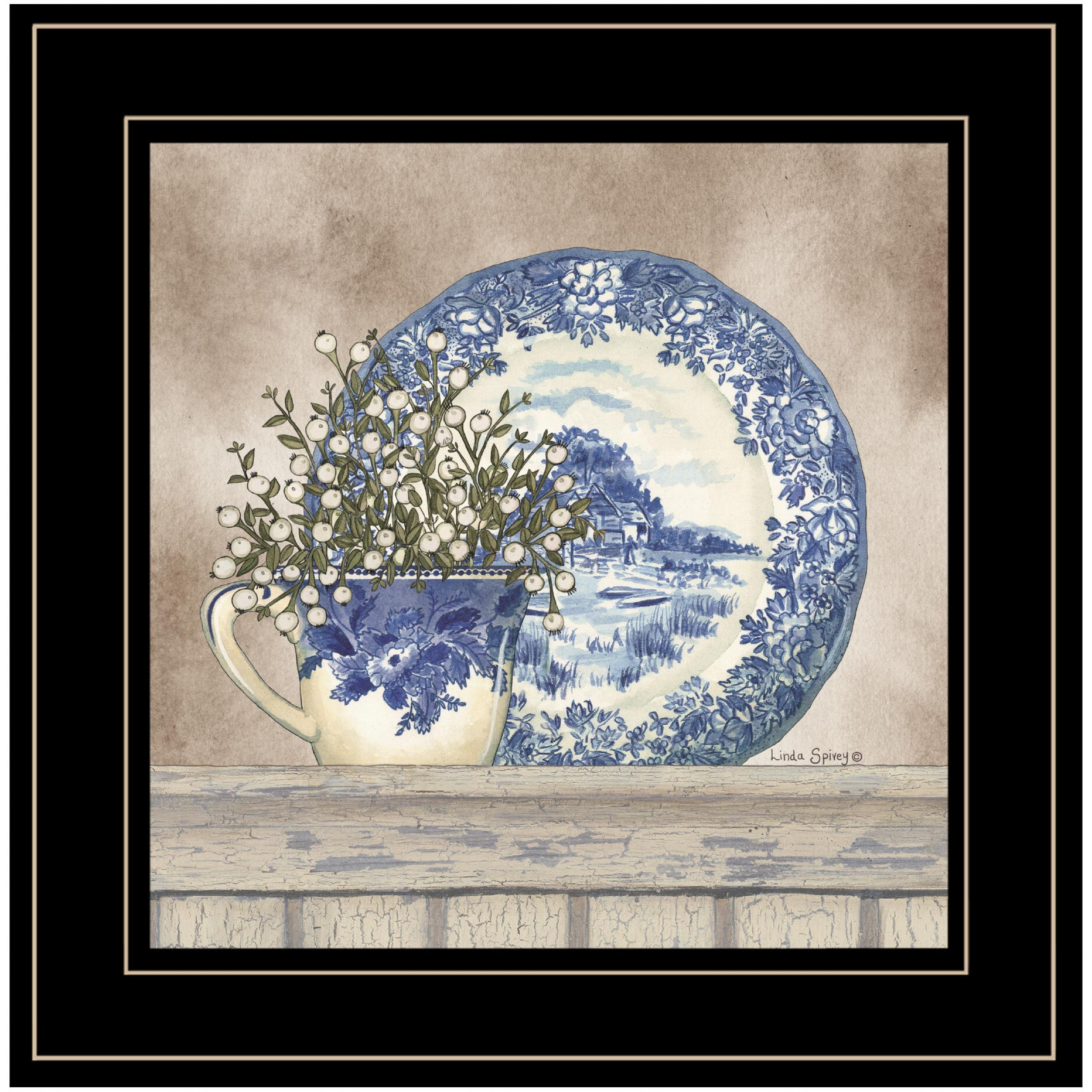 Farmhouse Blues Ii 3 Black Framed Print Wall Art
