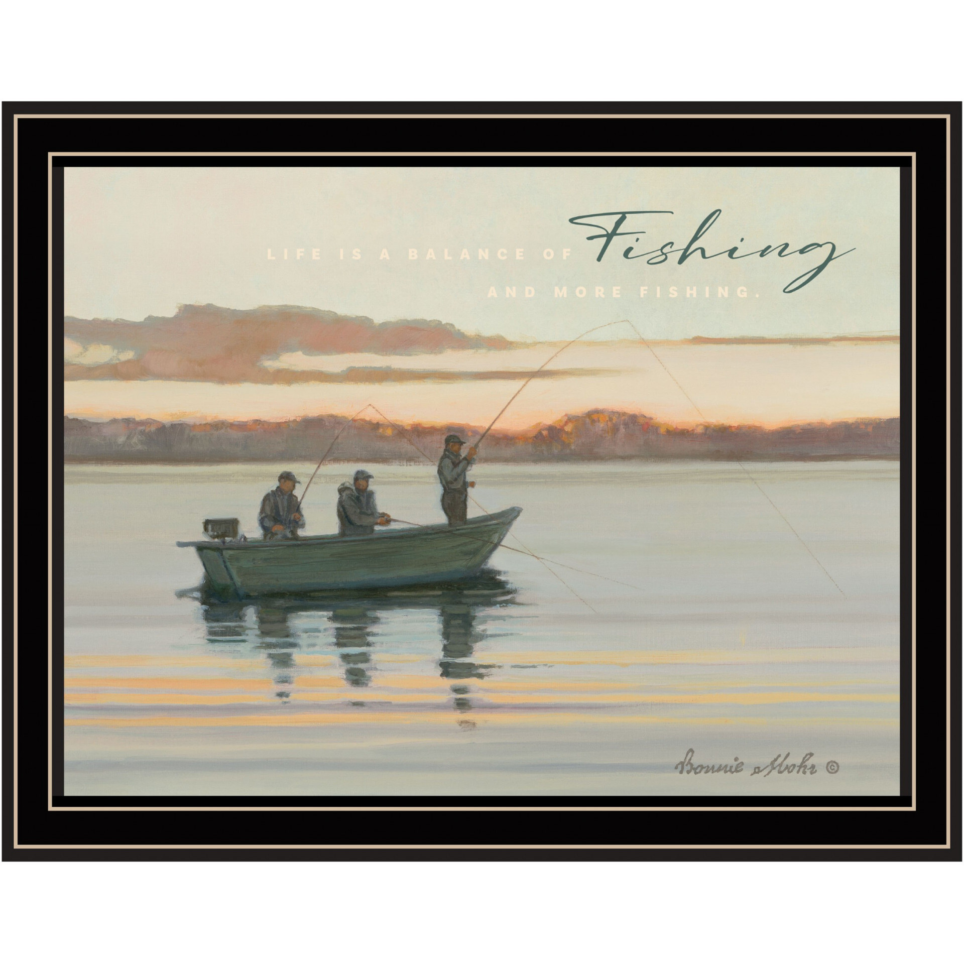 Fishing 1 Black Framed Print Wall Art
