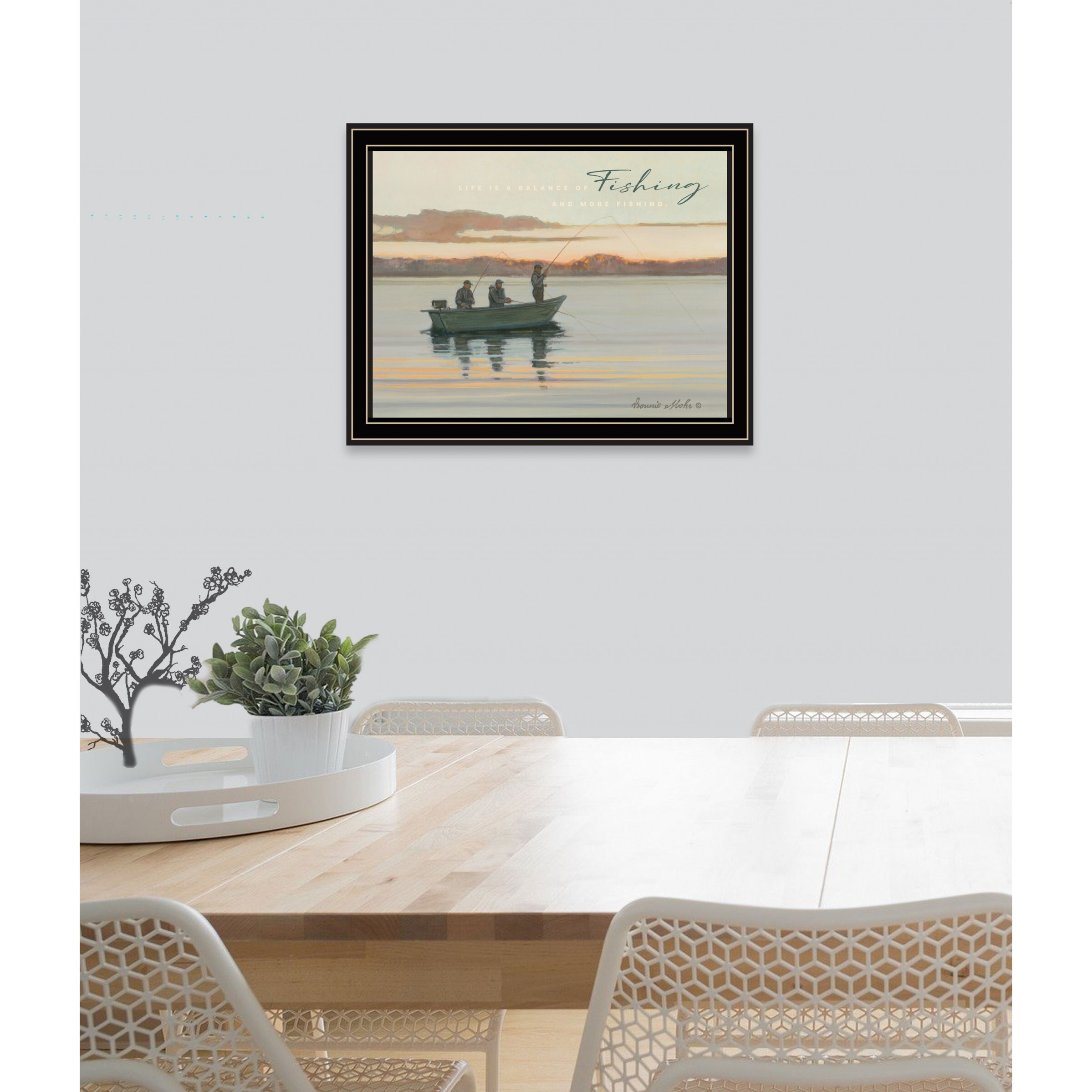 Fishing 1 Black Framed Print Wall Art